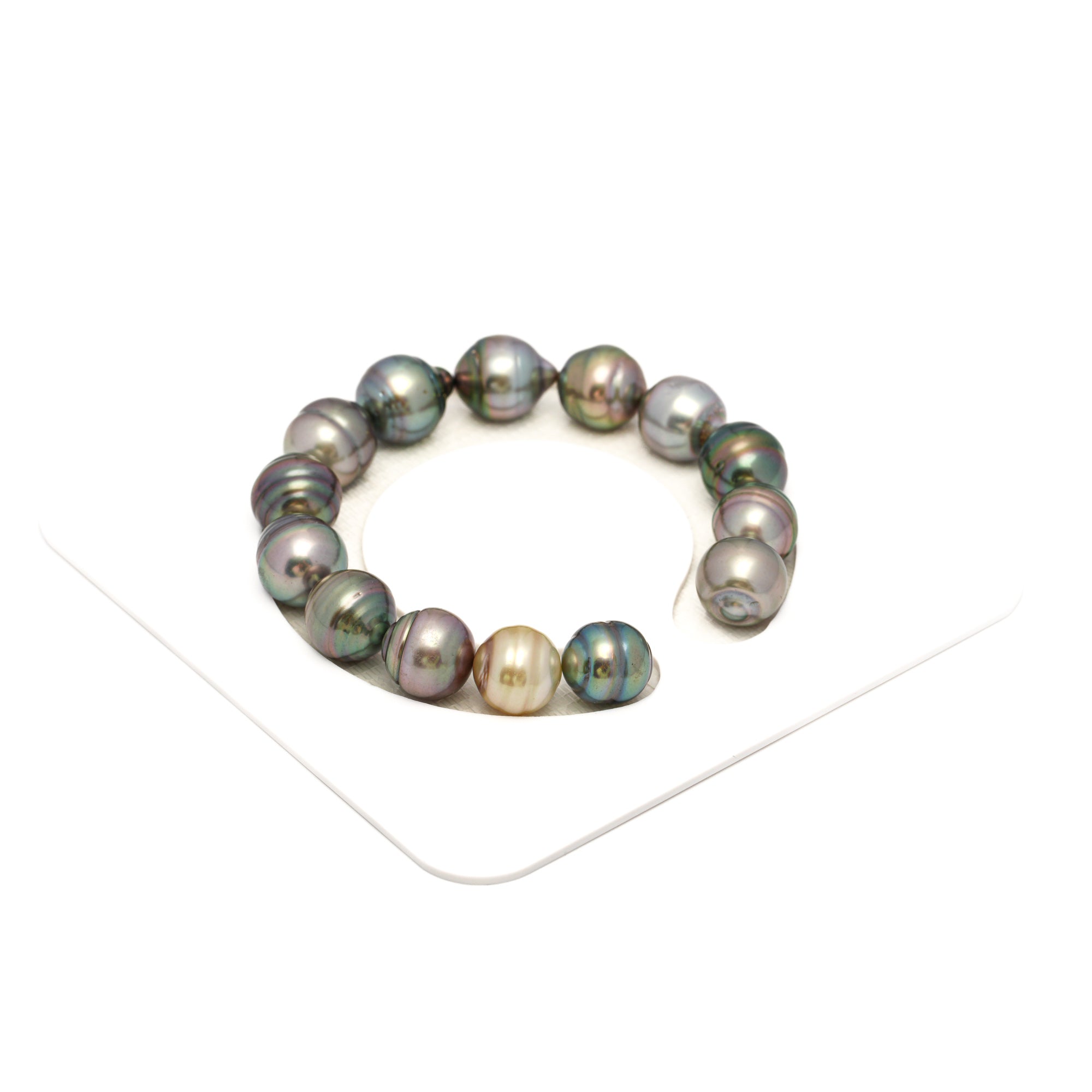 14pcs "High Luster" Multicolor 10-12mm - CL AAA/AA Quality Tahitian Pearl Bracelet BR2352 CMP9