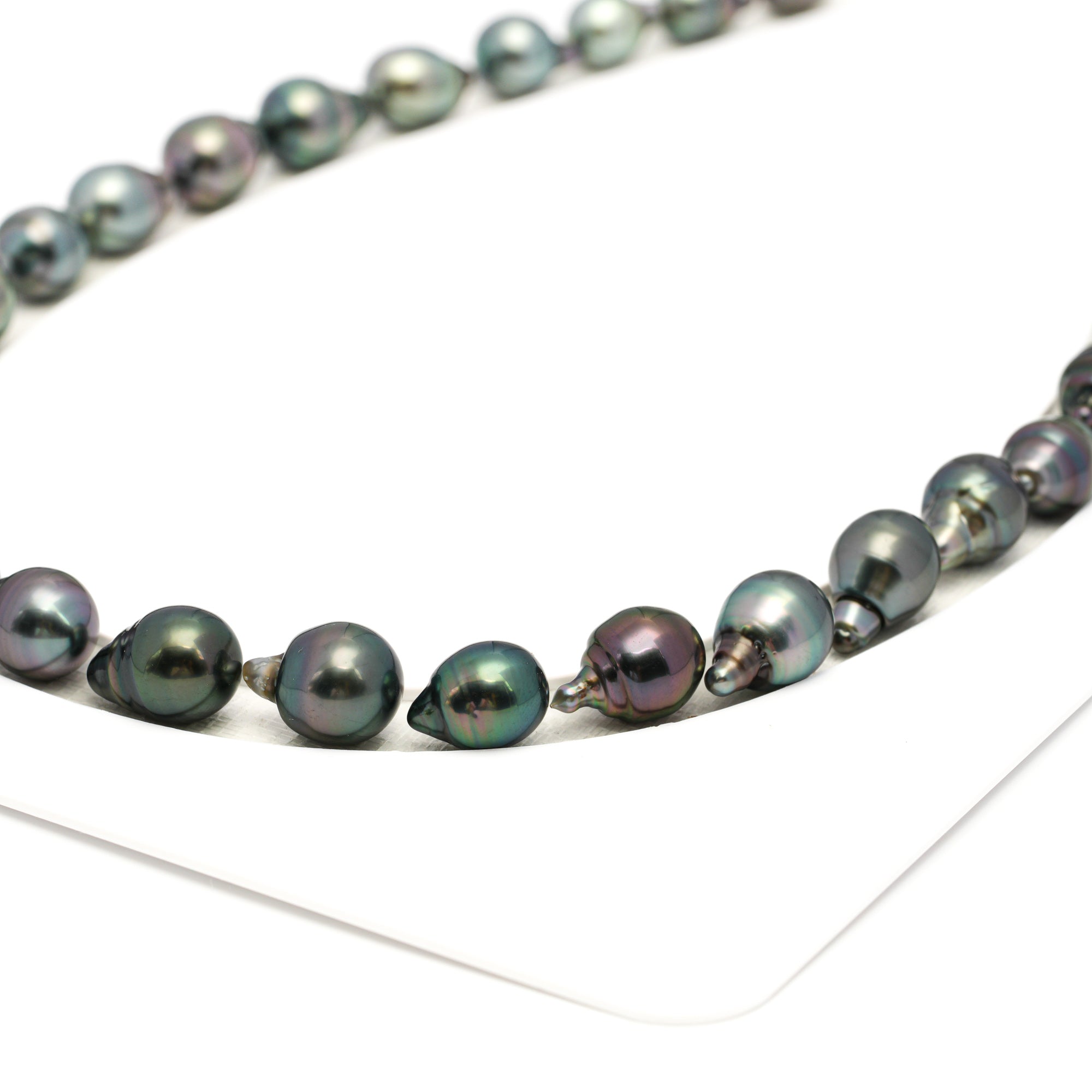 31pcs Green Mix 8-11mm - CL/SB AAA/AA Quality Tahitian Pearl Necklace NL1706 TH5