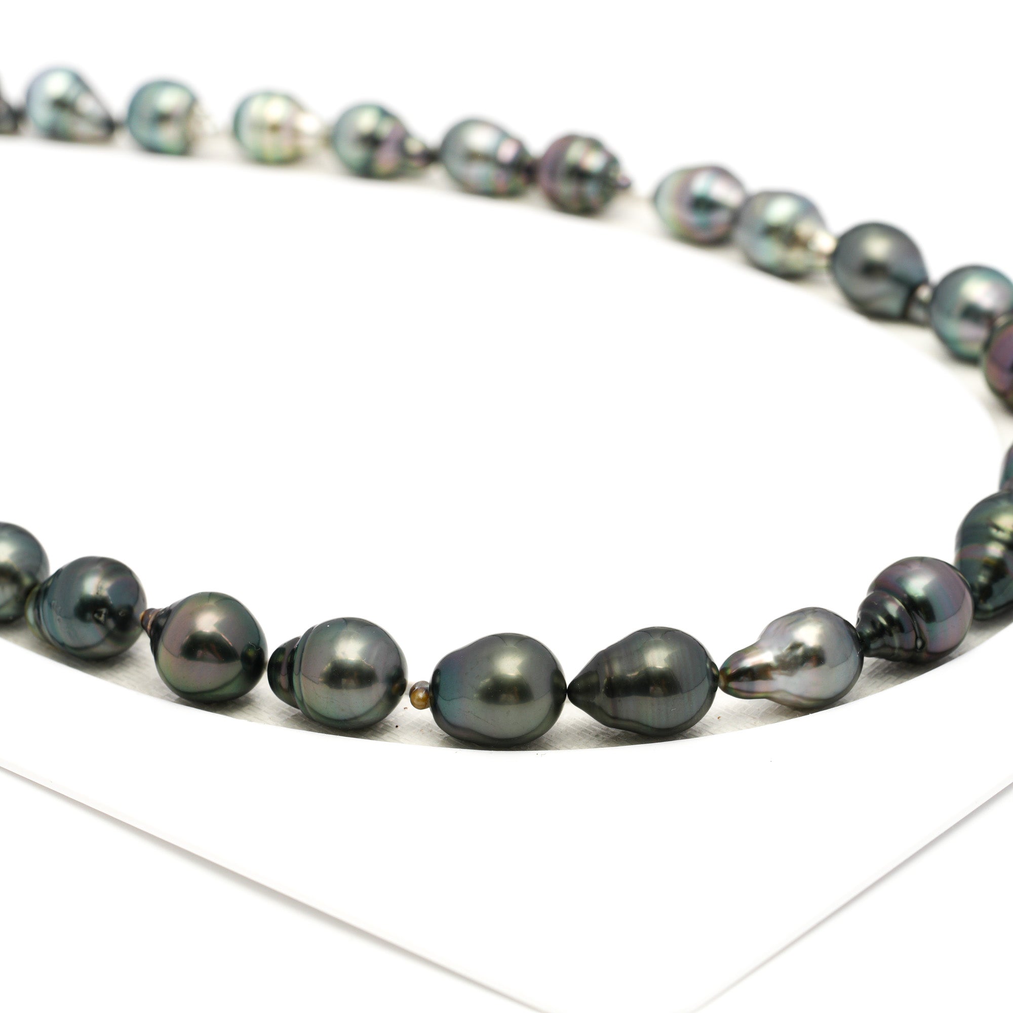 31pcs Green Mix 8-11mm - CL/SB AAA/AA Quality Tahitian Pearl Necklace NL1706 TH5