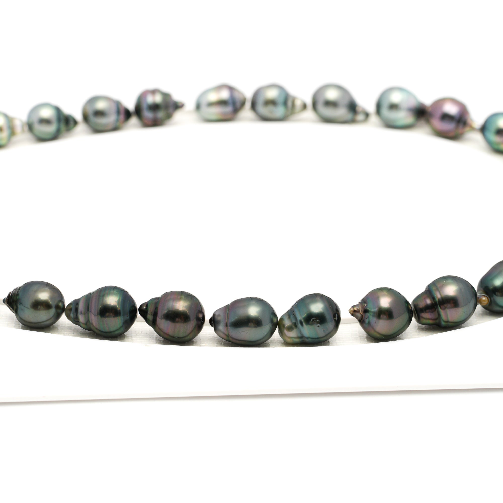 31pcs Green Mix 8-11mm - CL/SB AAA/AA Quality Tahitian Pearl Necklace NL1706 TH5