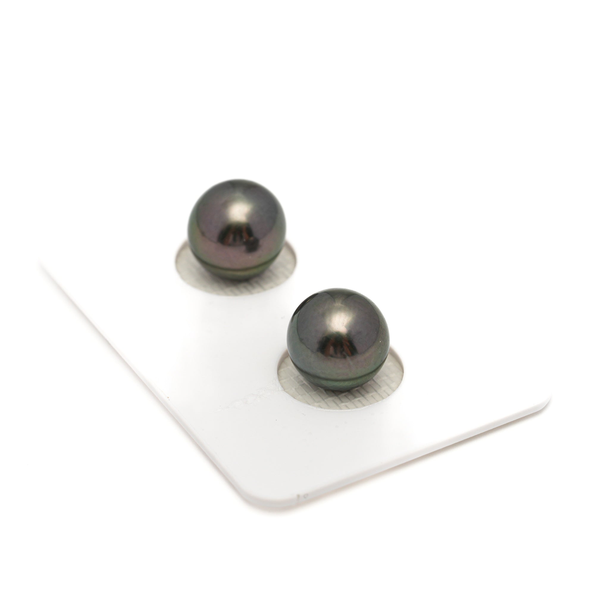 2pcs Dark Green 9.9mm - RSR AAA Quality Tahitian Pearl Pair ER1829 OR13