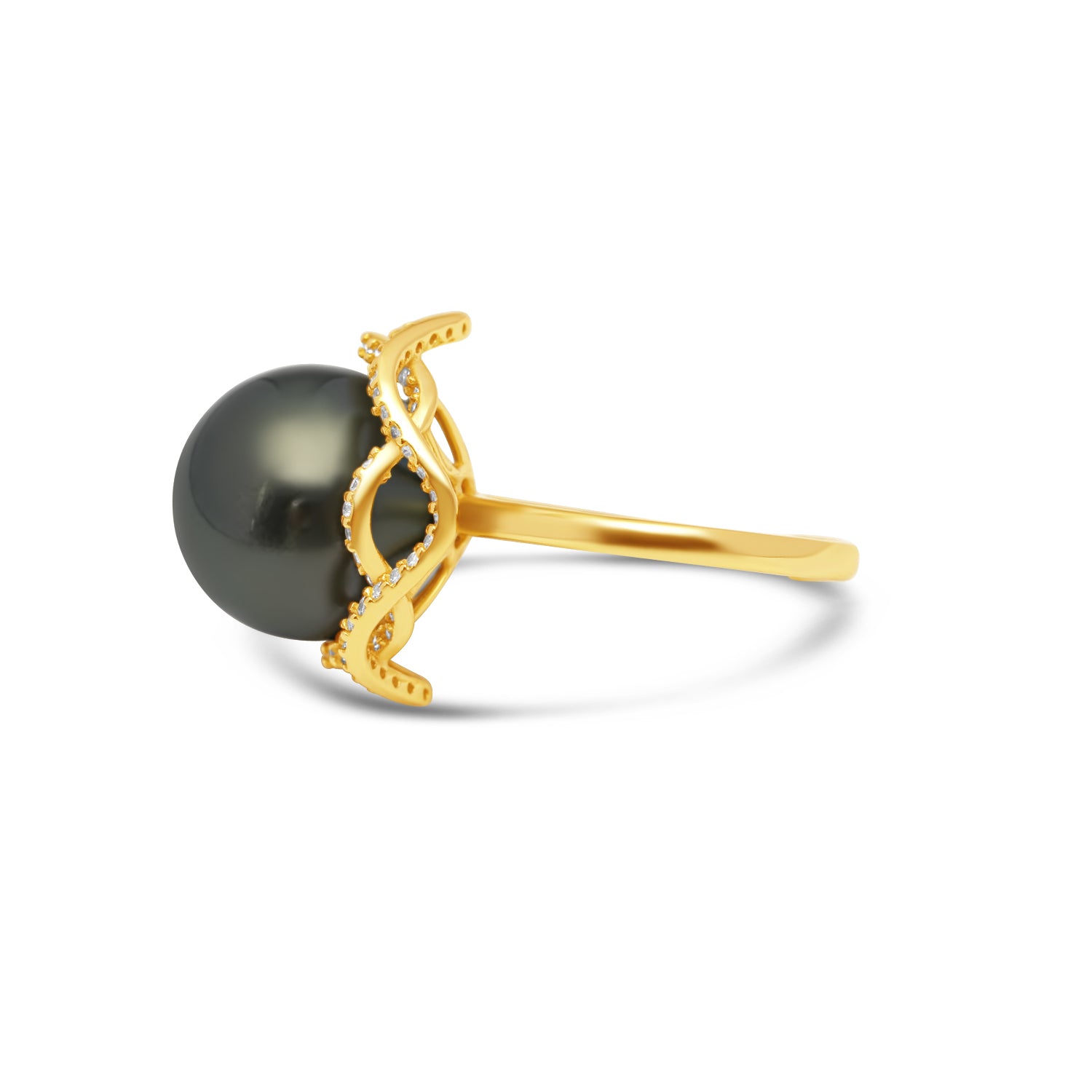 925 Sterling Silver Tahitian Pearl Ring SHM1406 OR11