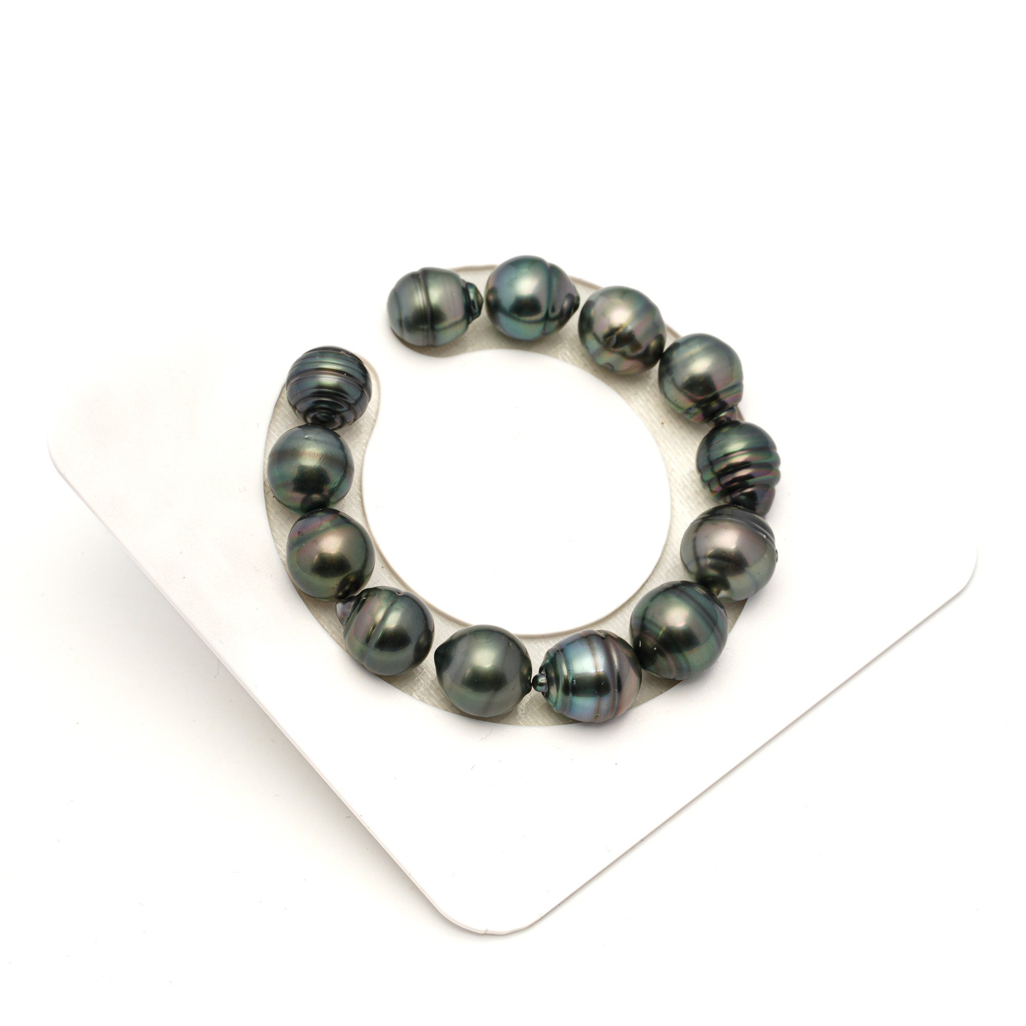 13pcs Green Mix 11-13mm - CL/SB AAA/AA Quality Tahitian Pearl Bracelet BR2457 LP1
