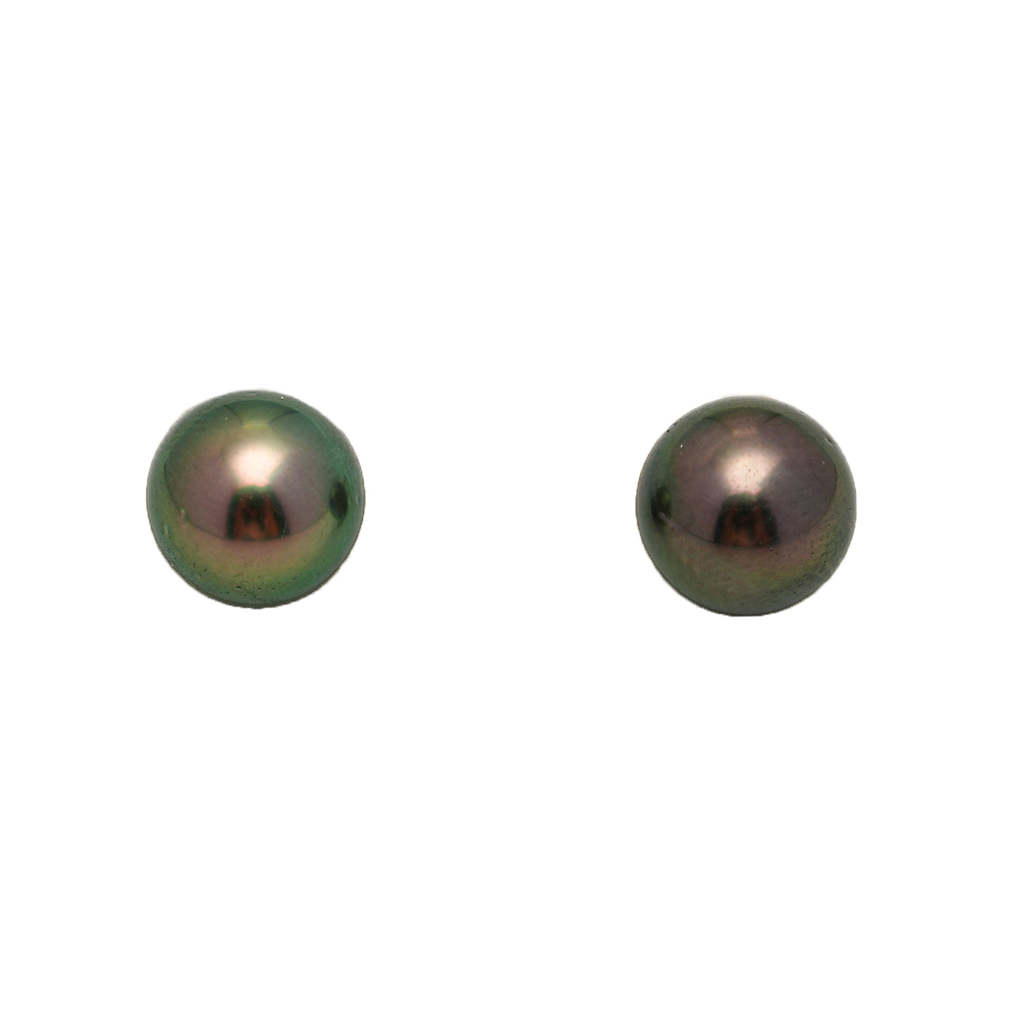 2pcs "High Luster" Green 9.3mm - RSR AAA/AA Quality Tahitian Pearl Pair ER1747 OR13