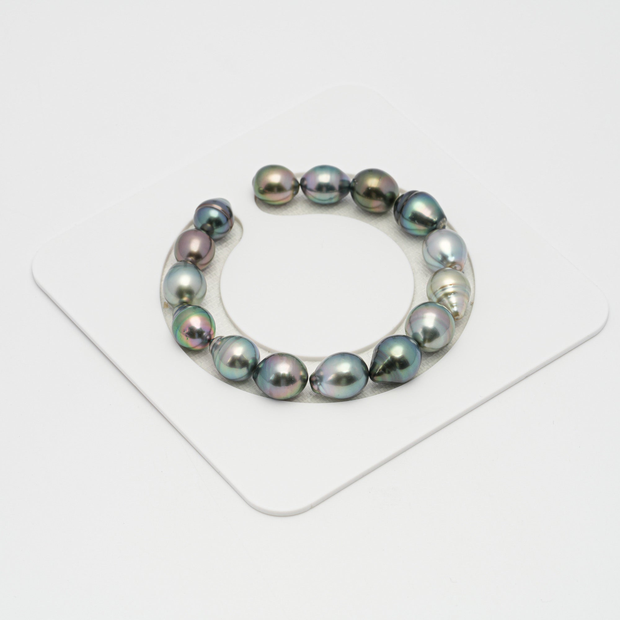 15pcs "High Luster" Multicolor 9-11mm - SB AAA/AA Quality Tahitian Pearl Bracelet BR2083 TH1