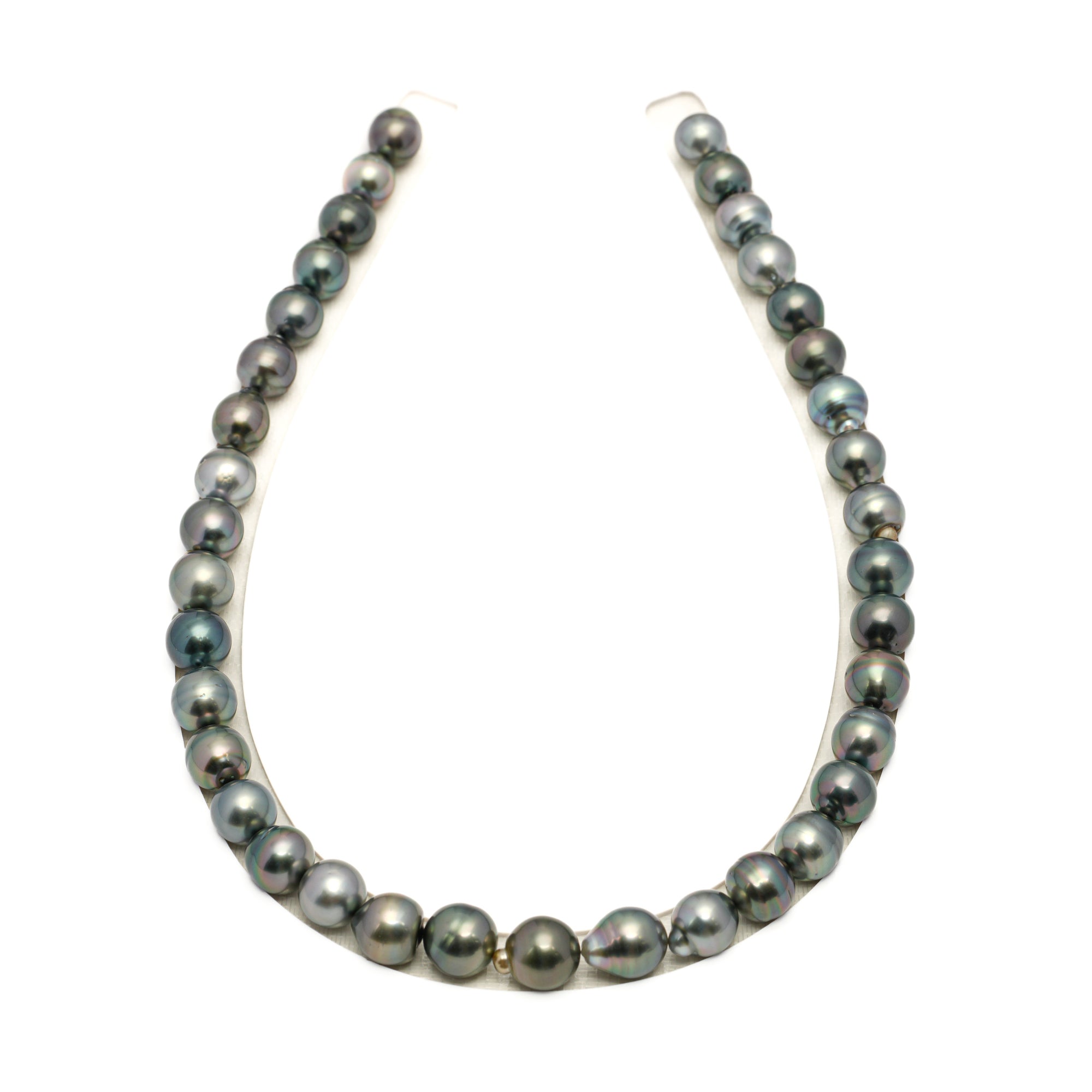 37pcs Green Mix 9-11mm - SB AAA Quality Tahitian Pearl Necklace NL1764 LP1