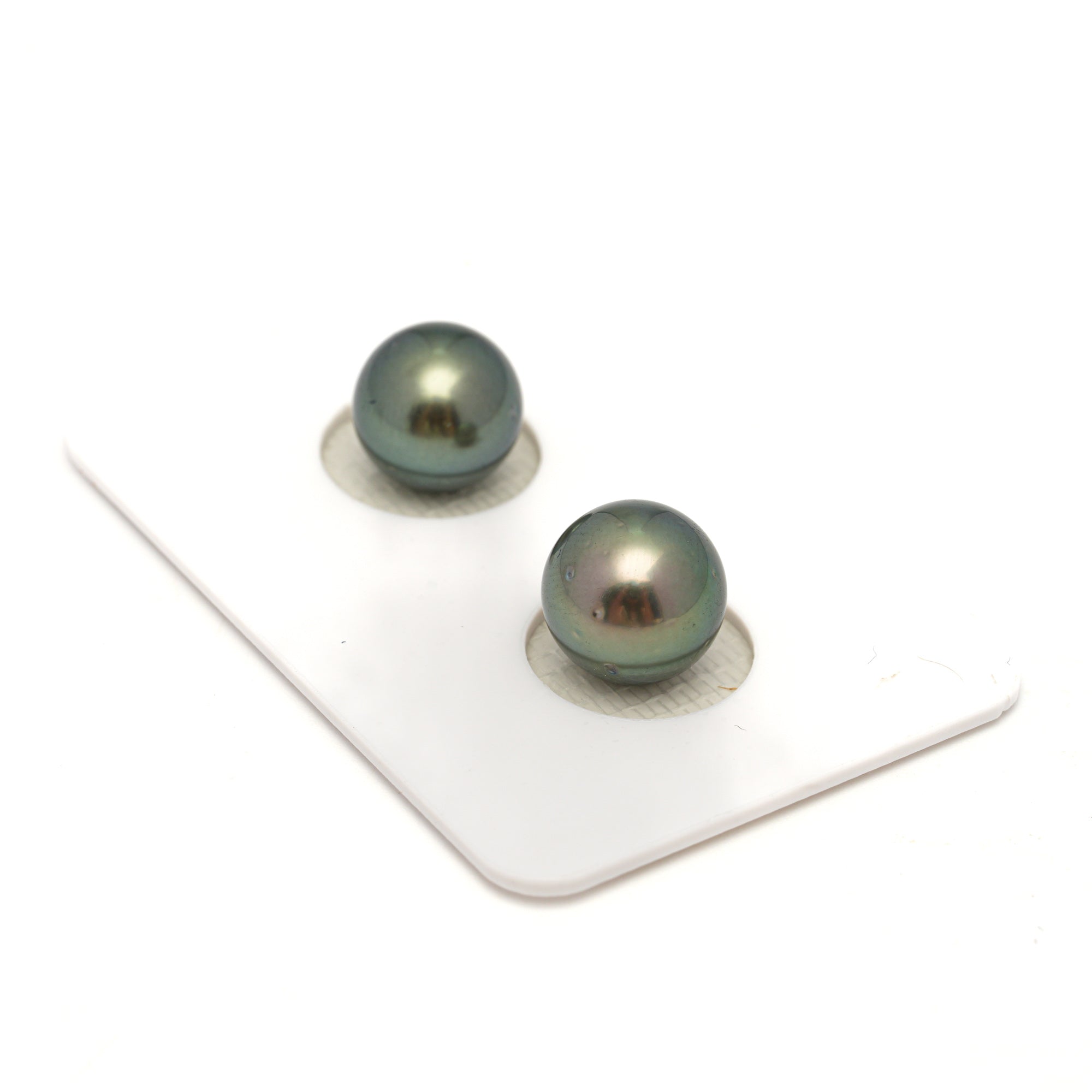 2pcs Green 9.6-9.9mm - RSR AA Quality Tahitian Pearl Pair ER1765 OR13