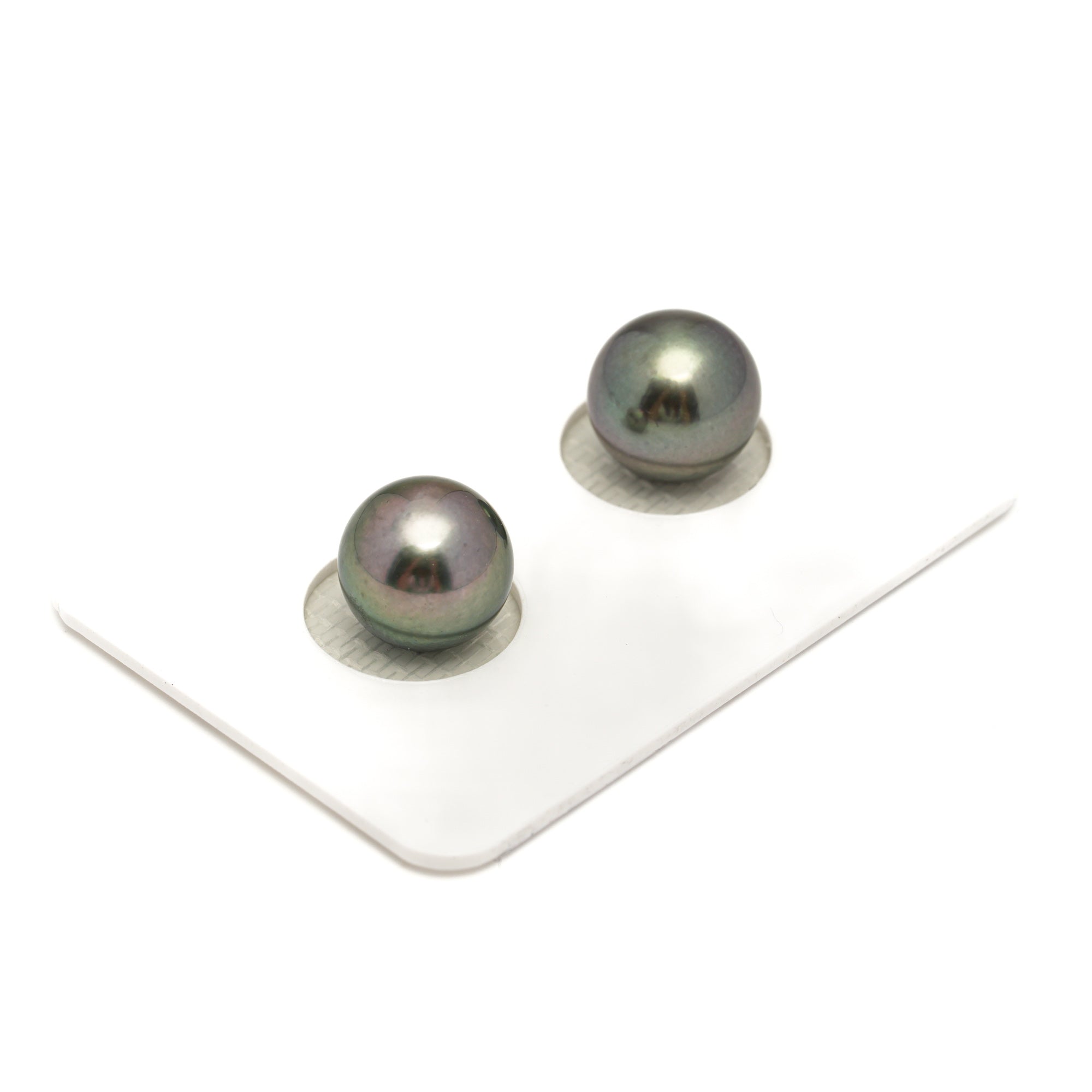 2pcs "High Luster" Multicolor 9.8-10.1mm - RSR AAA Quality Tahitian Pearl Pair ER1854 ORX1