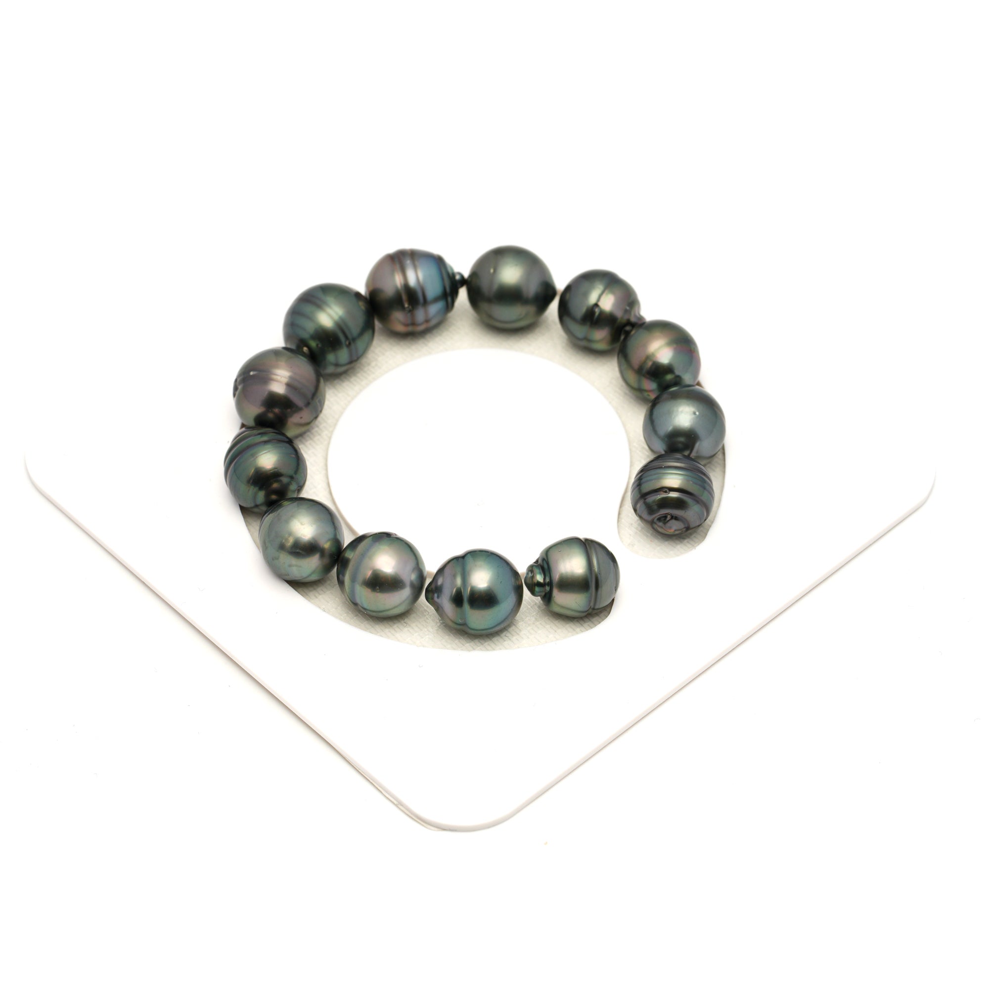 13pcs Green Mix 11-13mm - CL/SB AAA/AA Quality Tahitian Pearl Bracelet BR2457 LP1