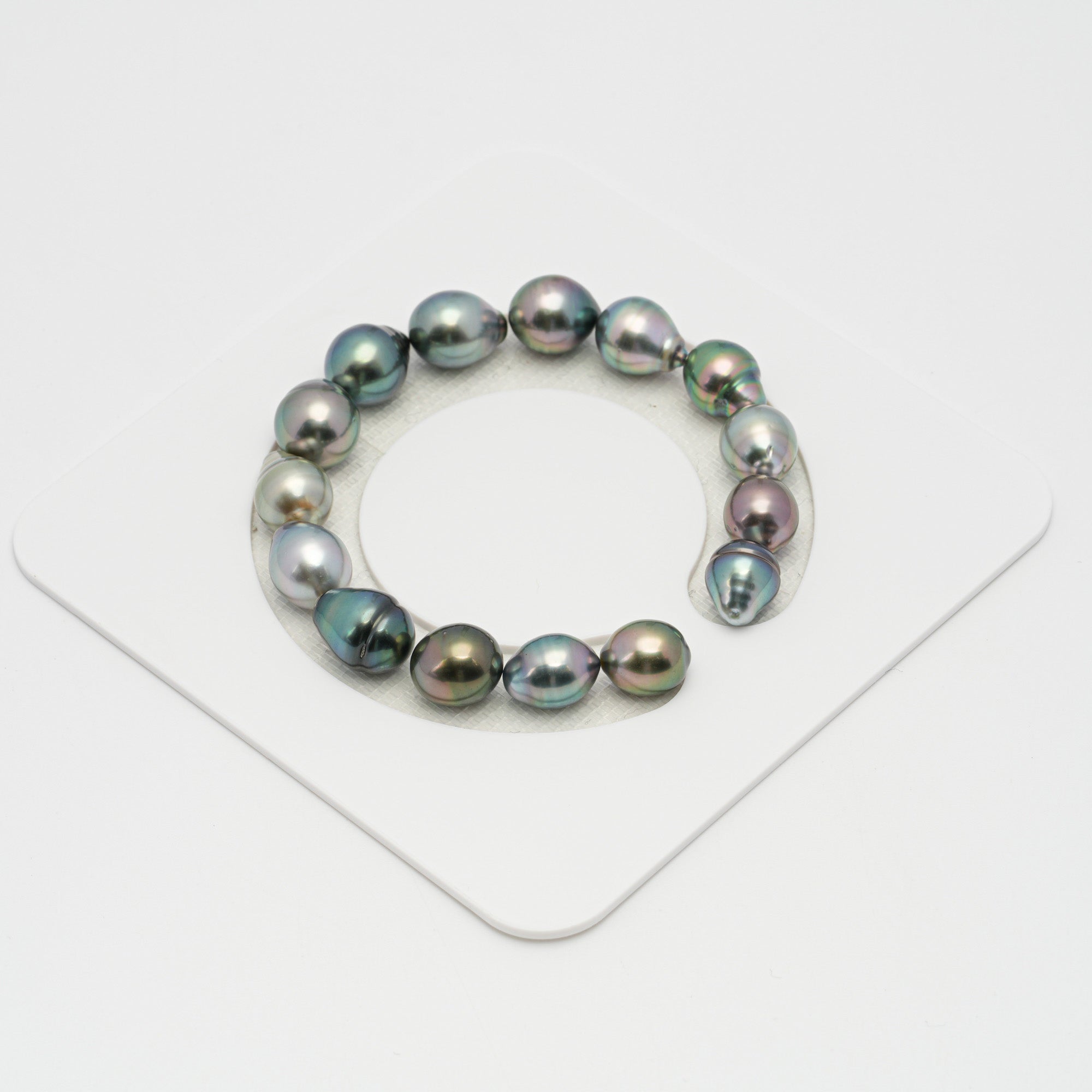 15pcs "High Luster" Multicolor 9-11mm - SB AAA/AA Quality Tahitian Pearl Bracelet BR2083 TH1