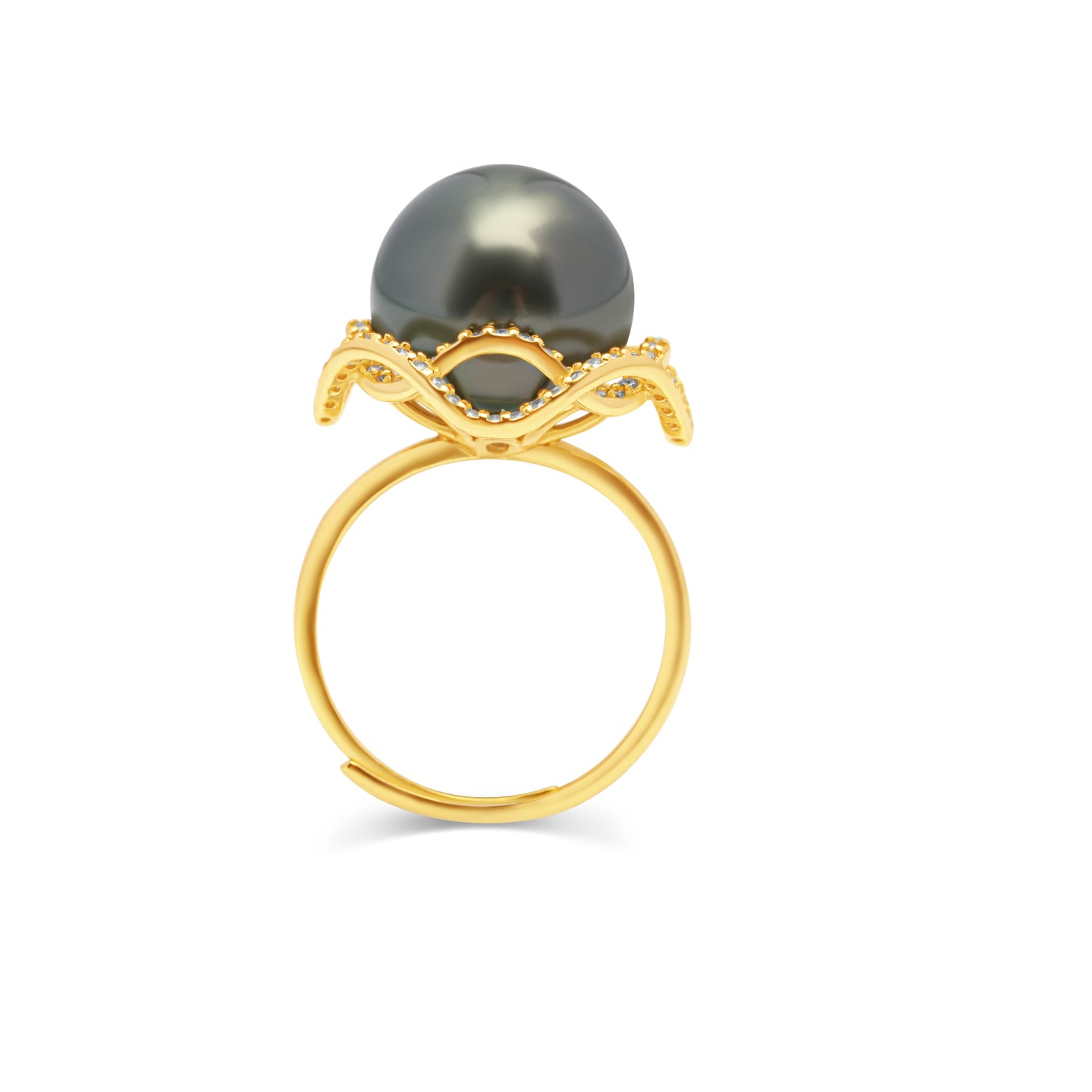 925 Sterling Silver Tahitian Pearl Ring SHM1406 OR11