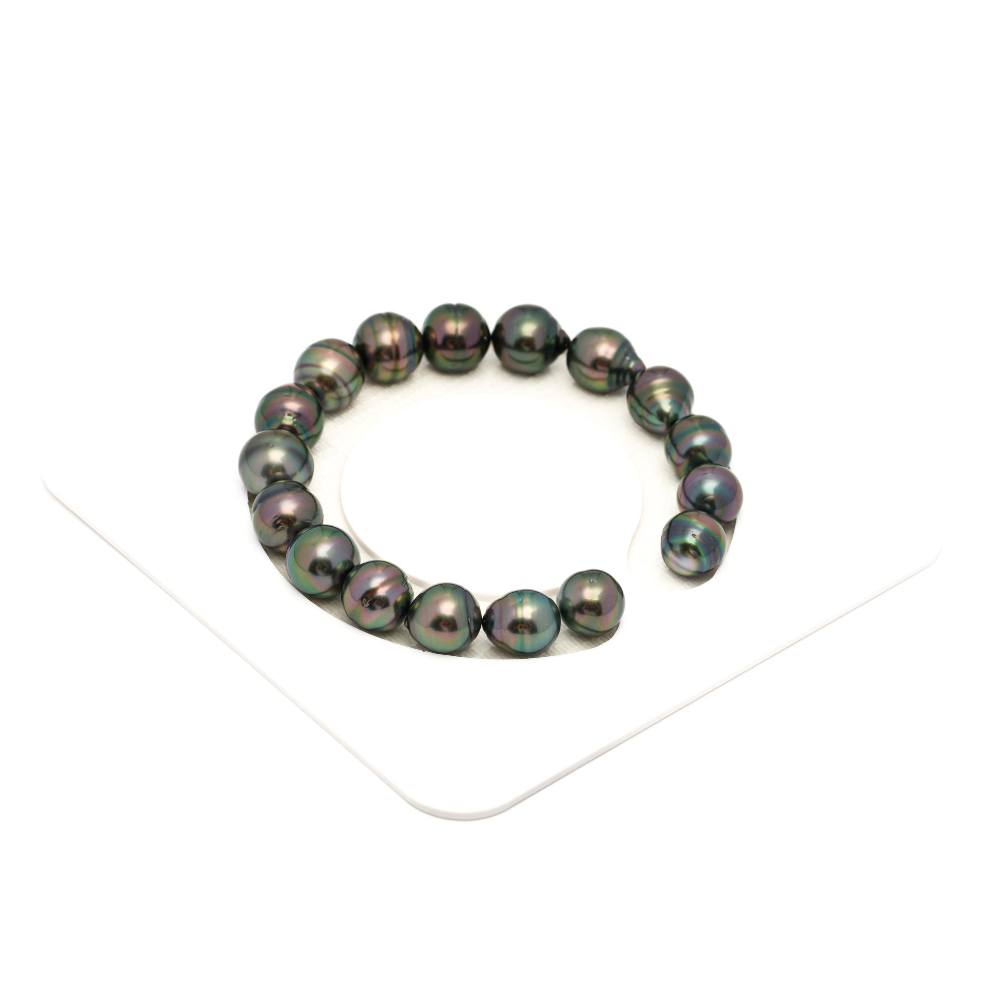 17pcs Green 9-11mm - CL/SB AAA/AA Quality Tahitian Pearl Bracelet BR2362 TH5