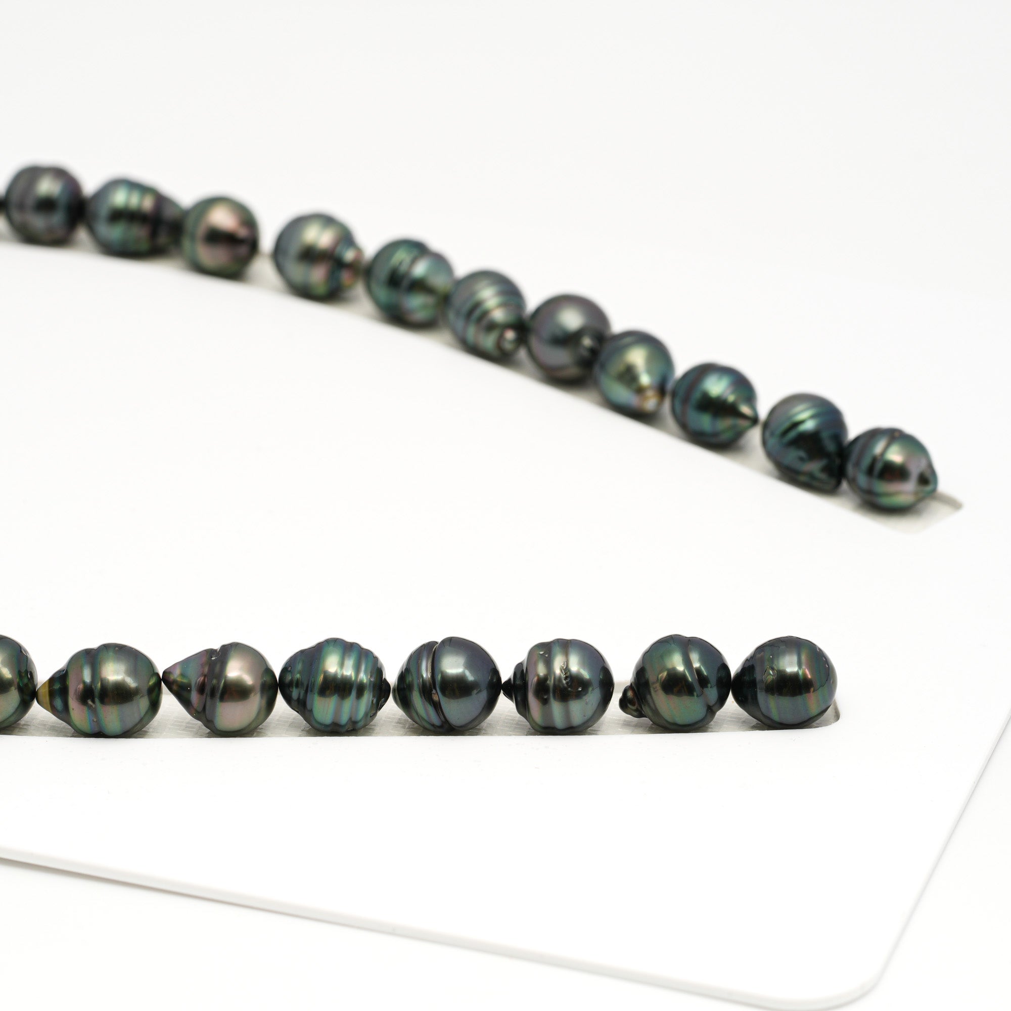 35pcs Dark Green 9-12mm - CL AAA/AA Quality Tahitian Pearl Necklace NL1713 TH5