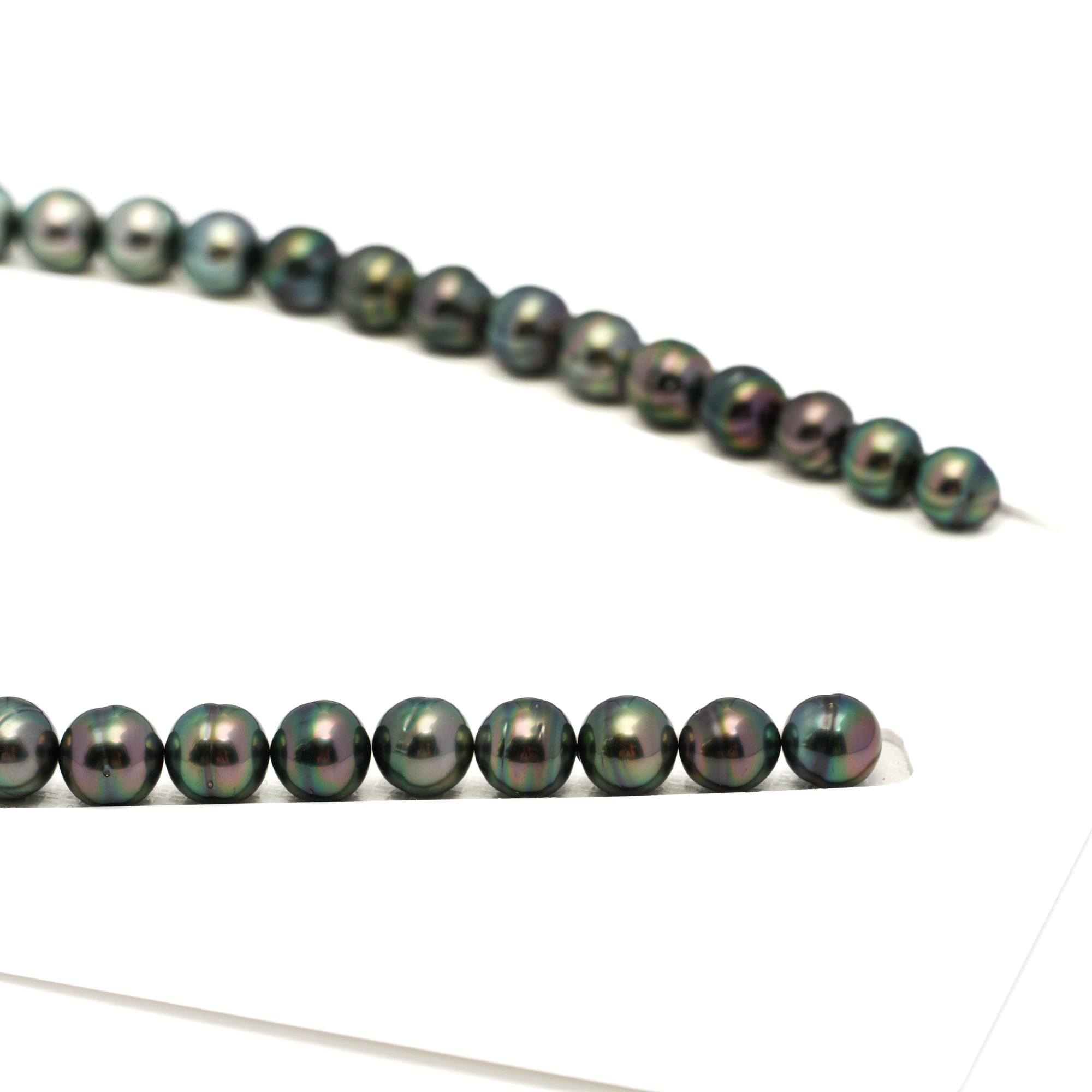 46pcs "High Luster" Green 8-10mm - CL/SB AAA Quality Tahitian Pearl Necklace NL1720 TH5
