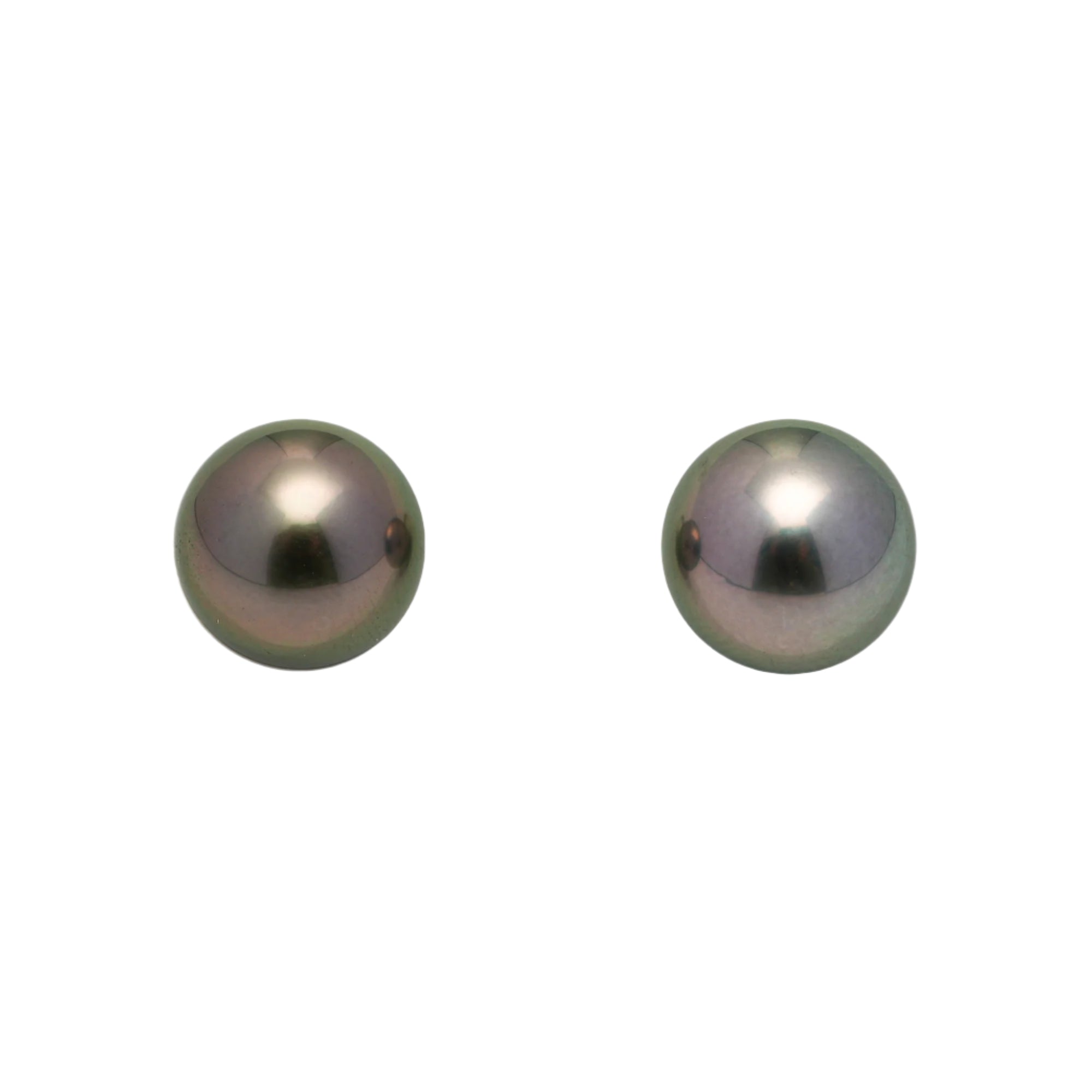 2pcs Green 10.5-10.7mm - SB/NR AAA/AA Quality Tahitian Pearl Pair ER1593 OR11