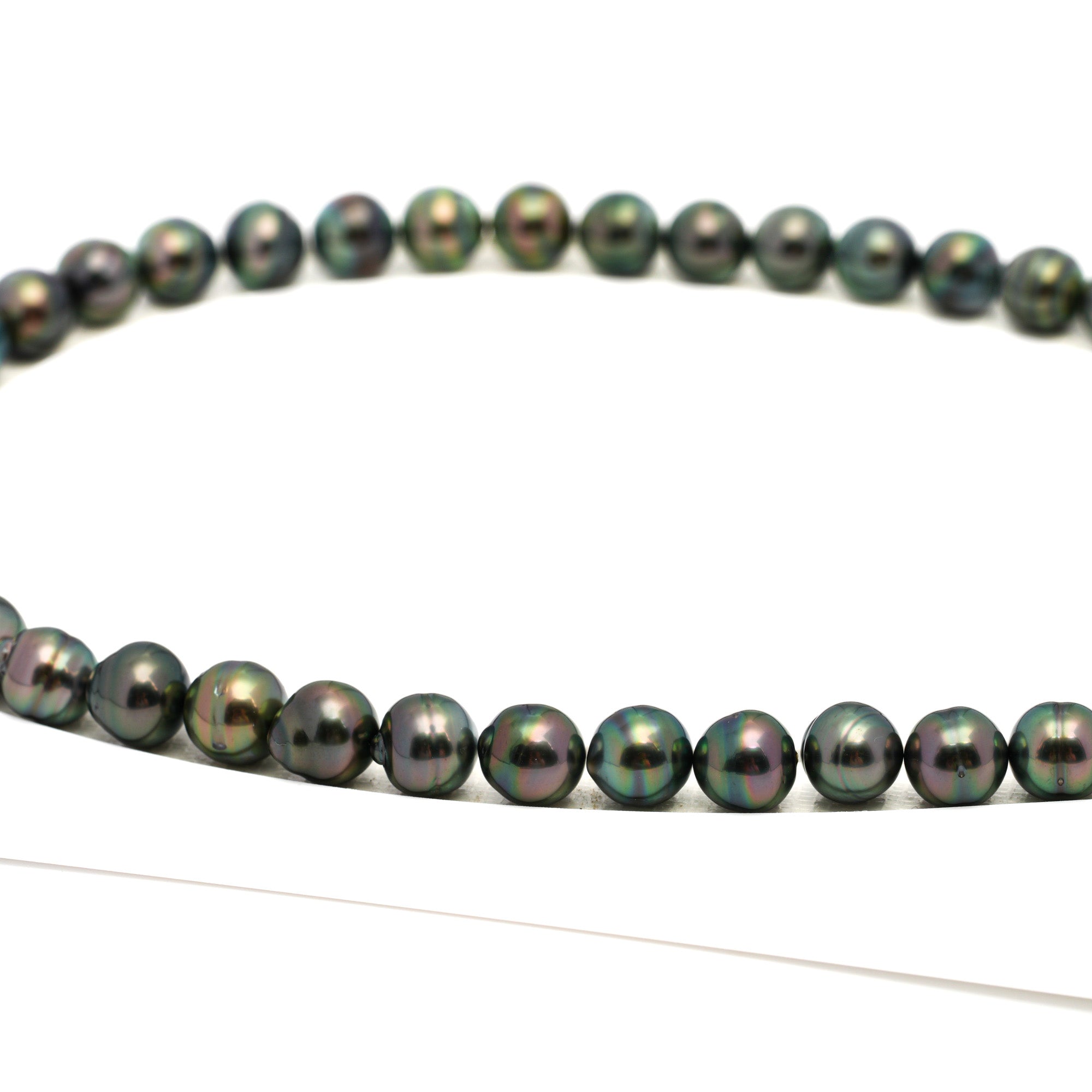 46pcs "High Luster" Green 8-10mm - CL/SB AAA Quality Tahitian Pearl Necklace NL1720 TH5