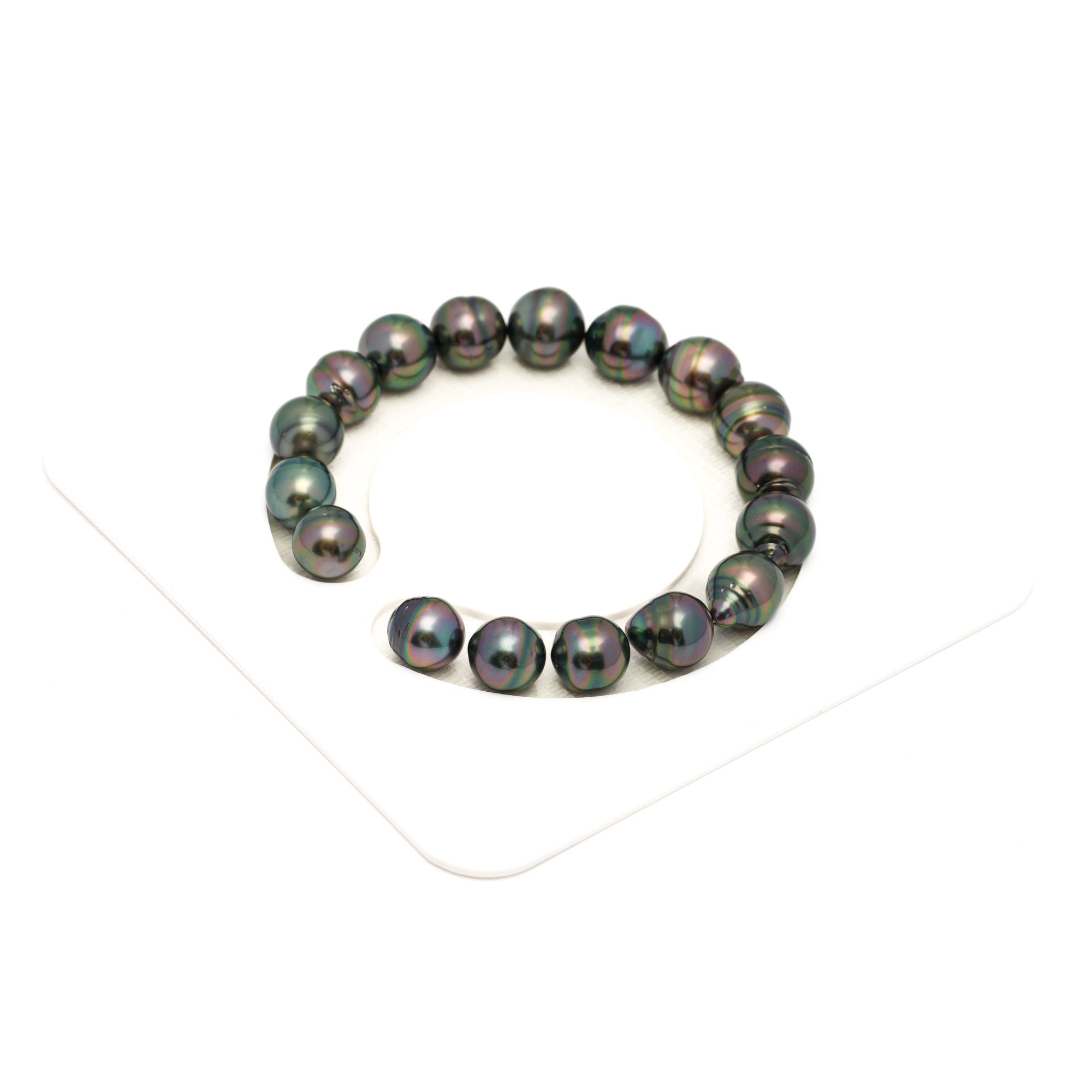 17pcs Green 9-11mm - CL/SB AAA/AA Quality Tahitian Pearl Bracelet BR2362 TH5
