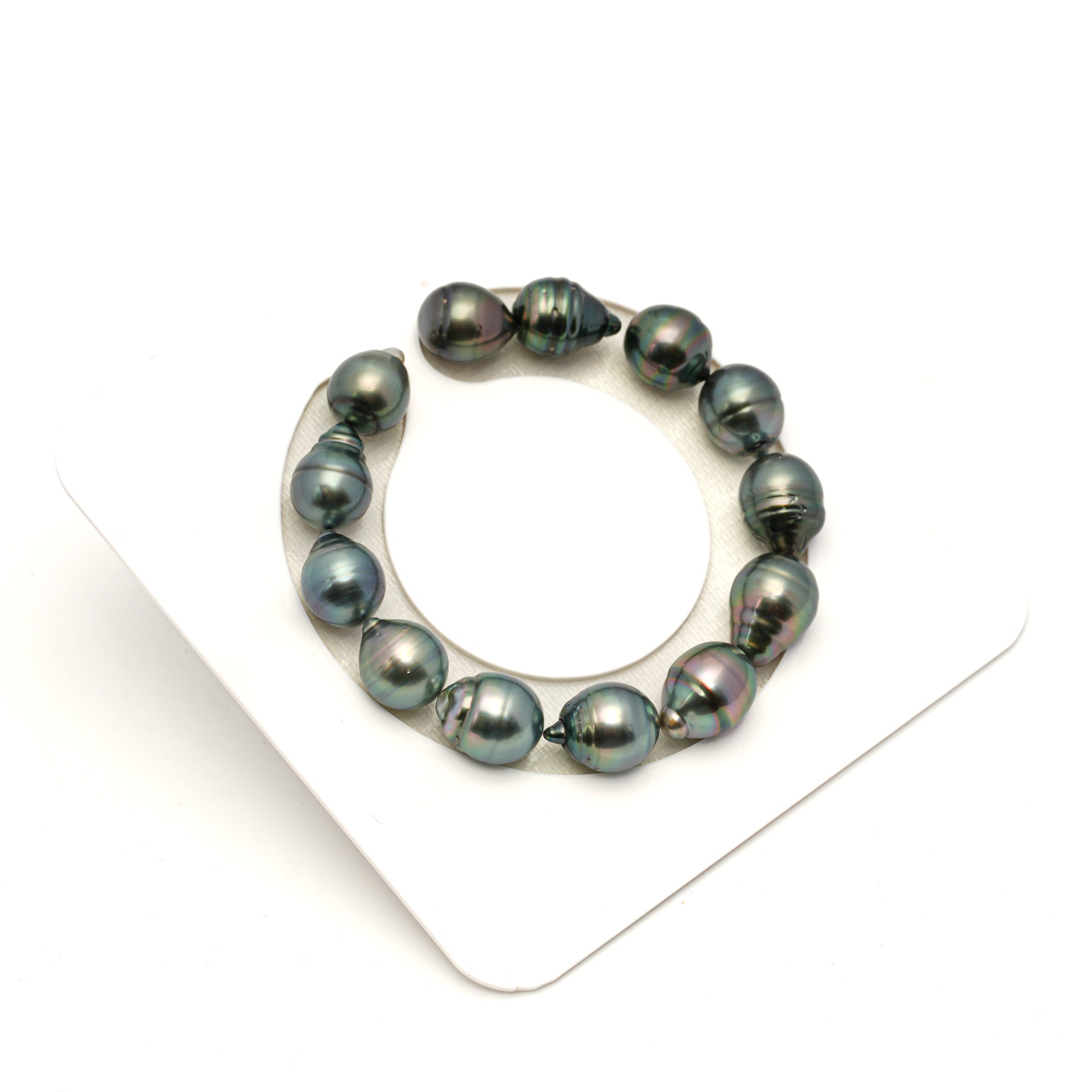 13pcs Green Mix 11mm - CL/SB AAA/AA Quality Tahitian Pearl Bracelet BR2458 LP1