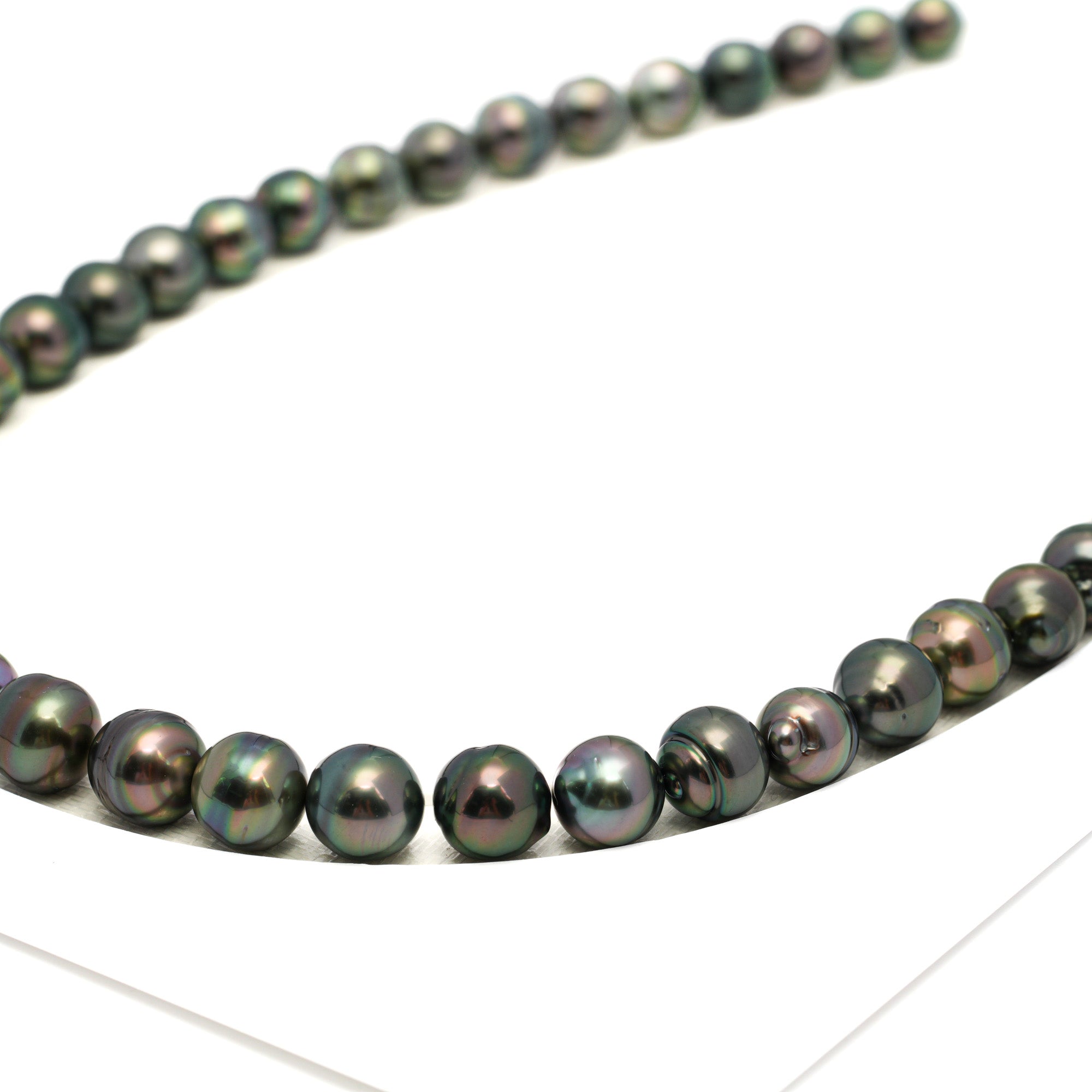 46pcs "High Luster" Green 8-10mm - CL/SB AAA Quality Tahitian Pearl Necklace NL1720 TH5