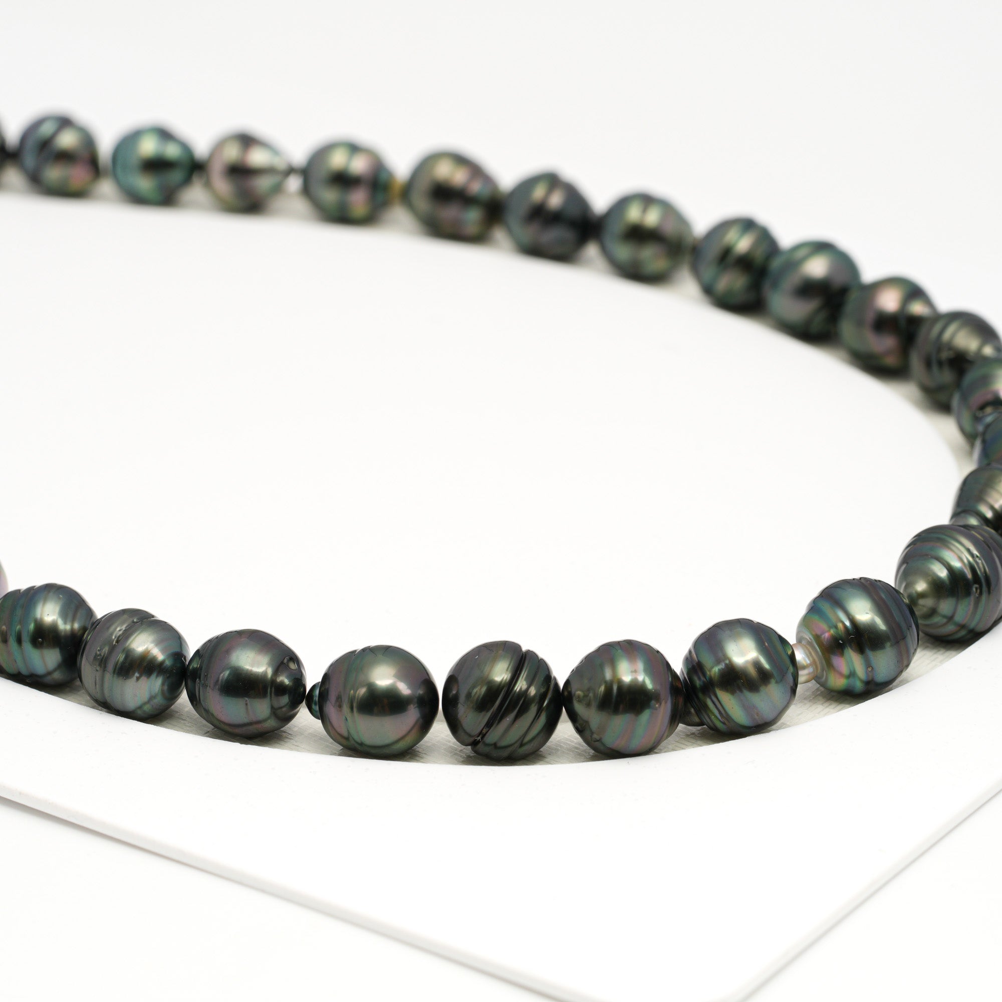 35pcs Dark Green 9-12mm - CL AAA/AA Quality Tahitian Pearl Necklace NL1713 TH5