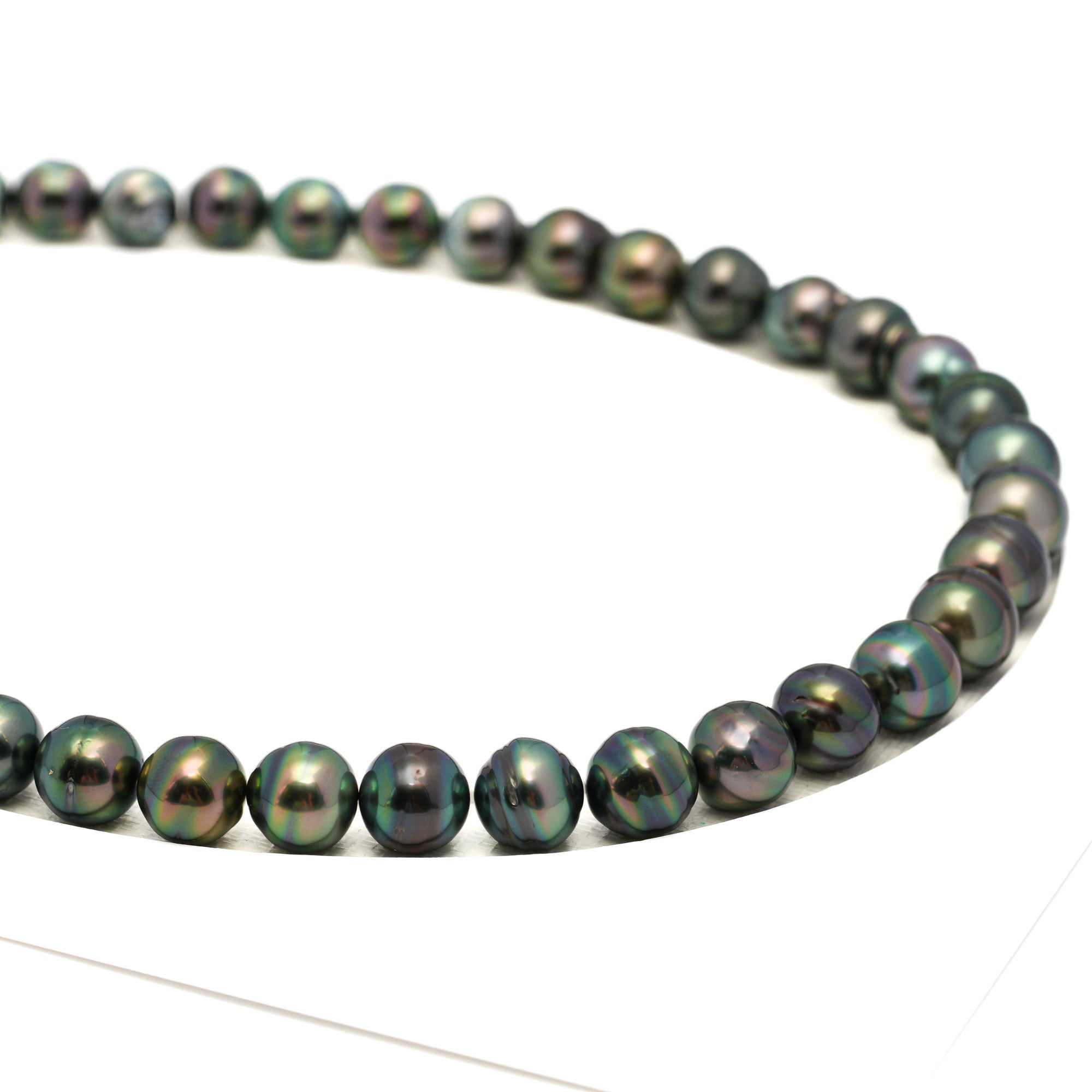 46pcs "High Luster" Green 8-10mm - CL/SB AAA Quality Tahitian Pearl Necklace NL1720 TH5