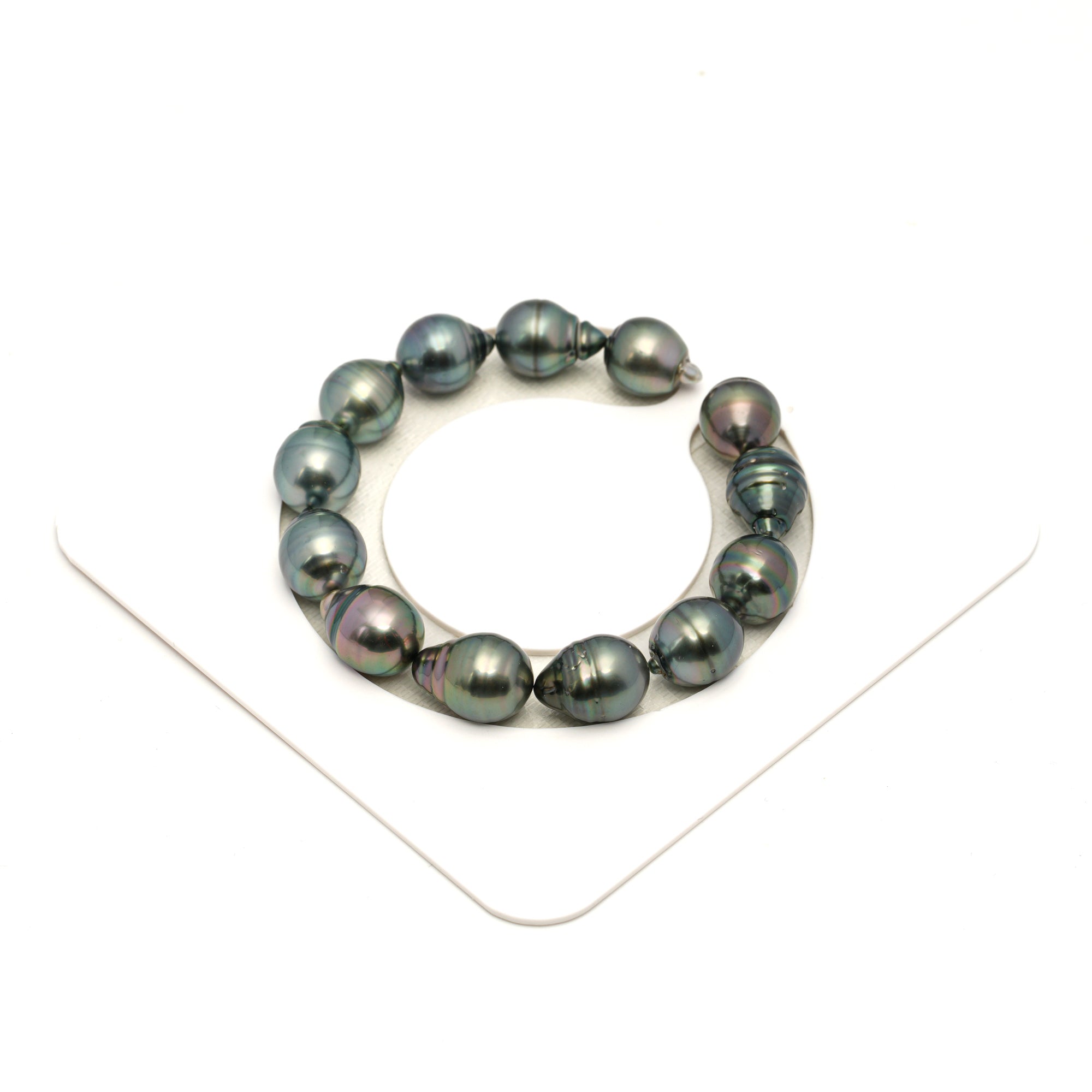 13pcs Green Mix 11mm - CL/SB AAA/AA Quality Tahitian Pearl Bracelet BR2458 LP1