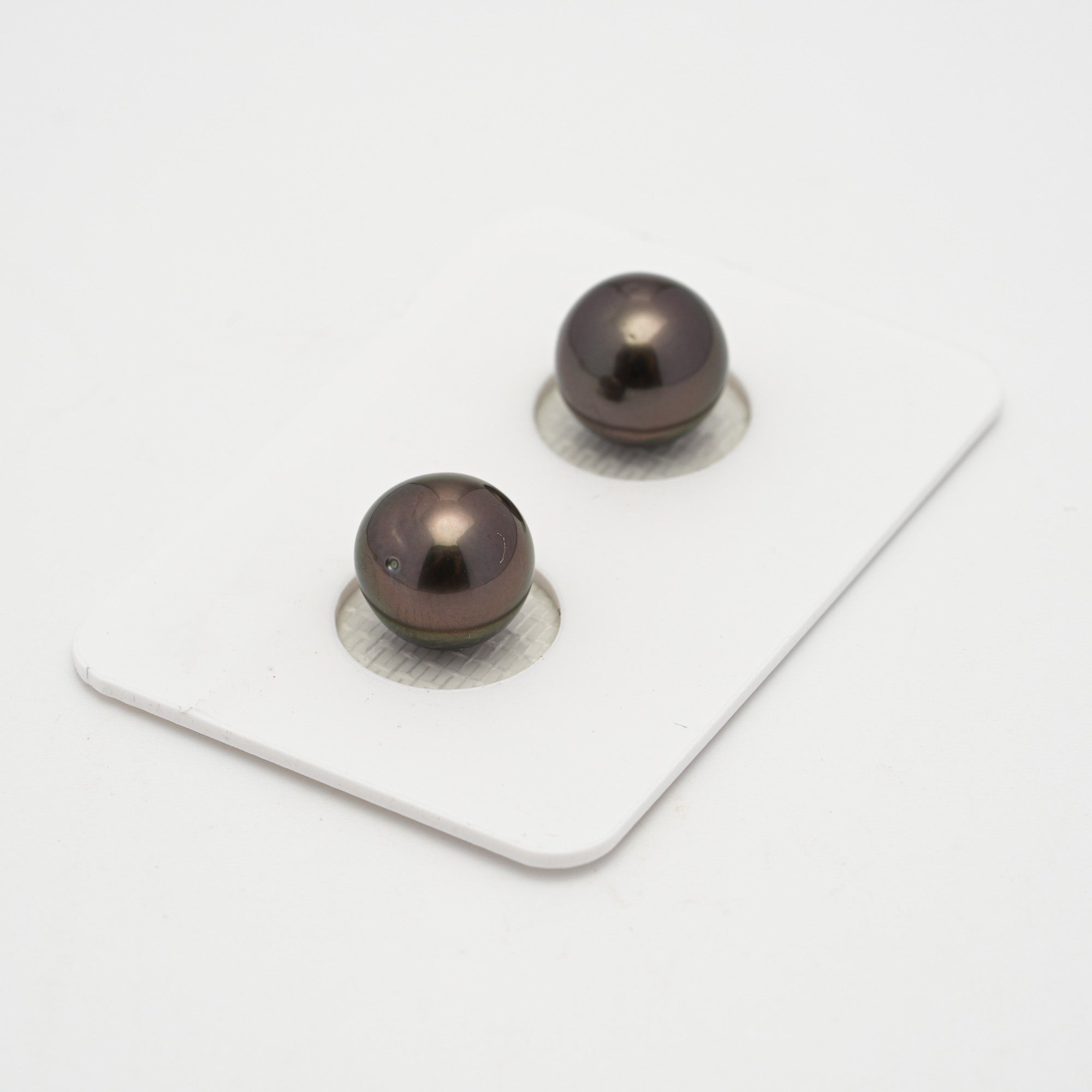 2pcs Brown 9.6-9.8mm - SR AAA Quality Tahitian Pearl Pair ER1590 OR10