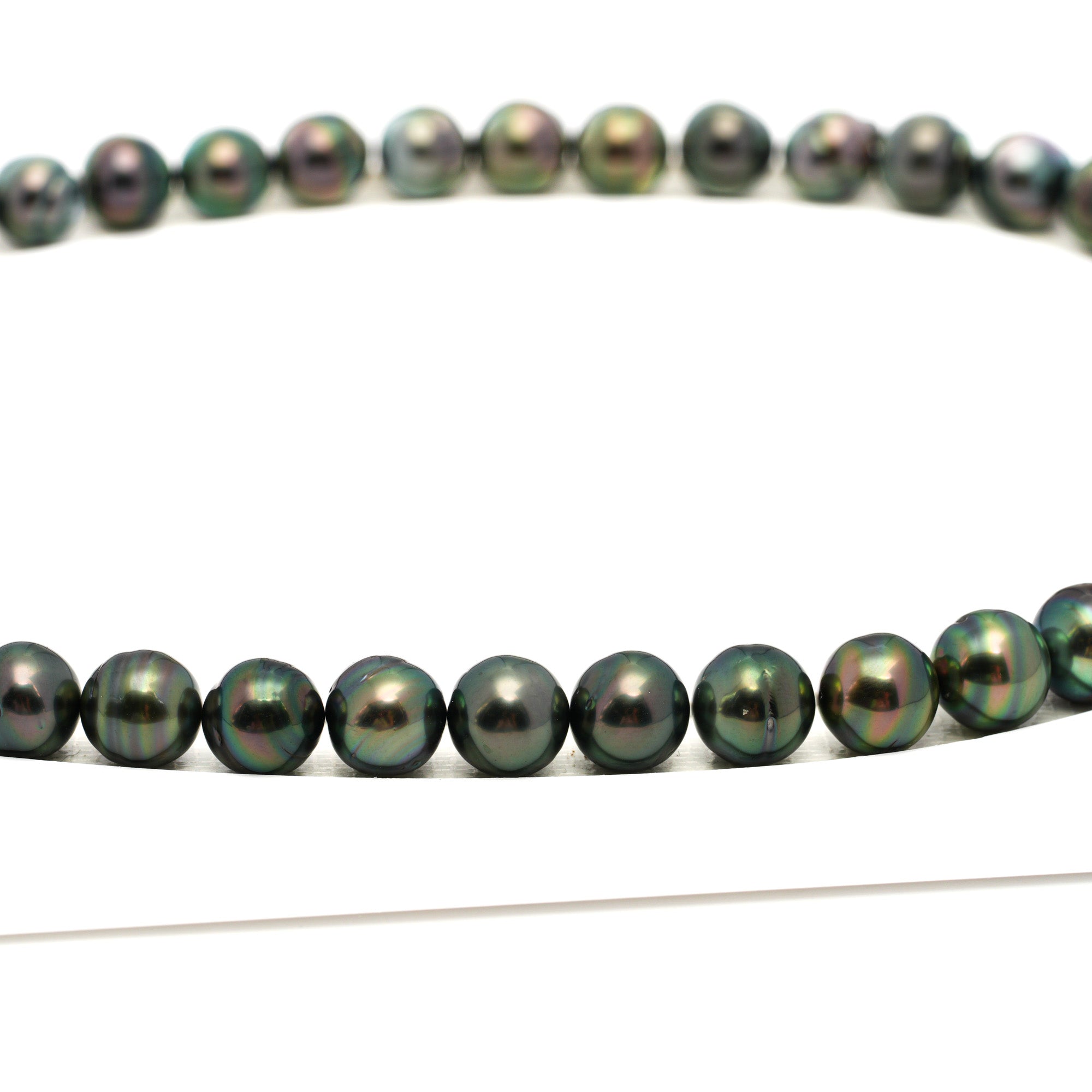 46pcs "High Luster" Green 8-10mm - CL/SB AAA Quality Tahitian Pearl Necklace NL1720 TH5