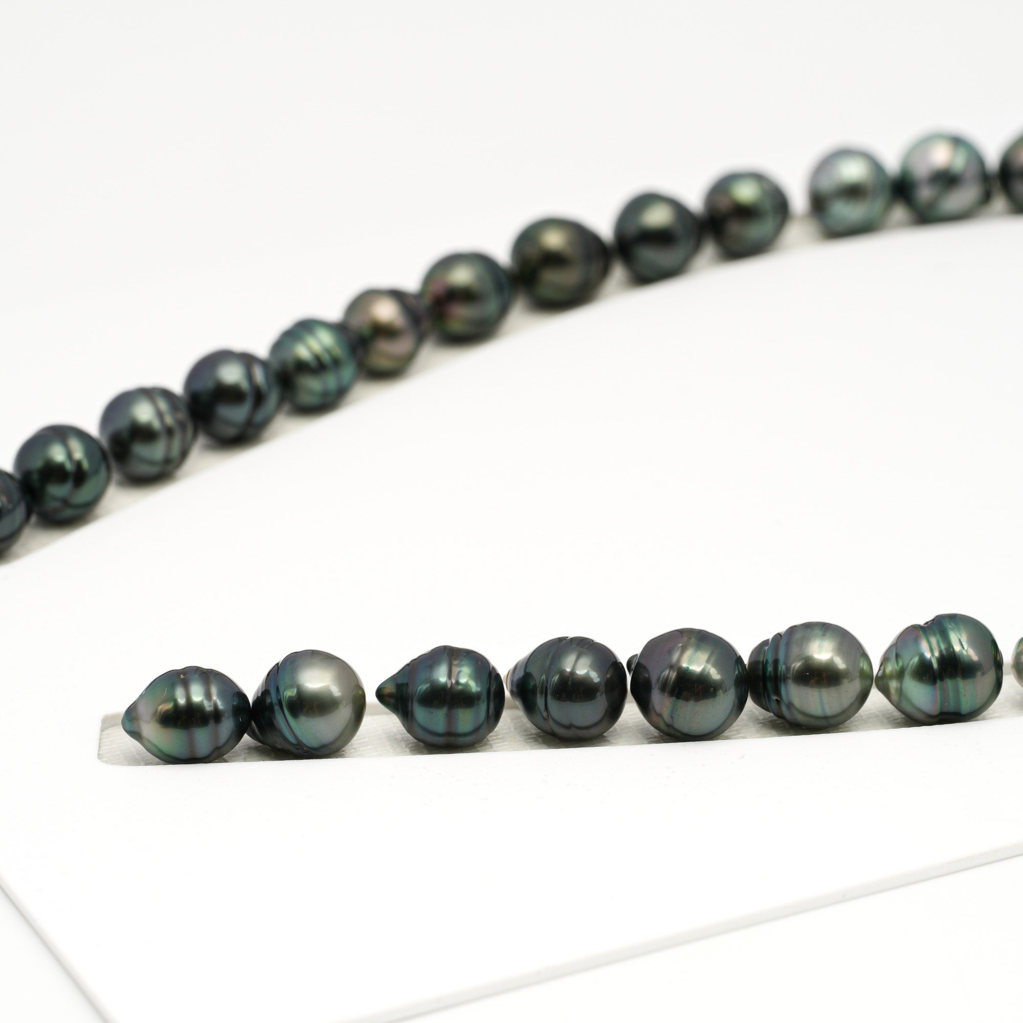 35pcs Dark Green 9-12mm - CL AAA/AA Quality Tahitian Pearl Necklace NL1713 TH5
