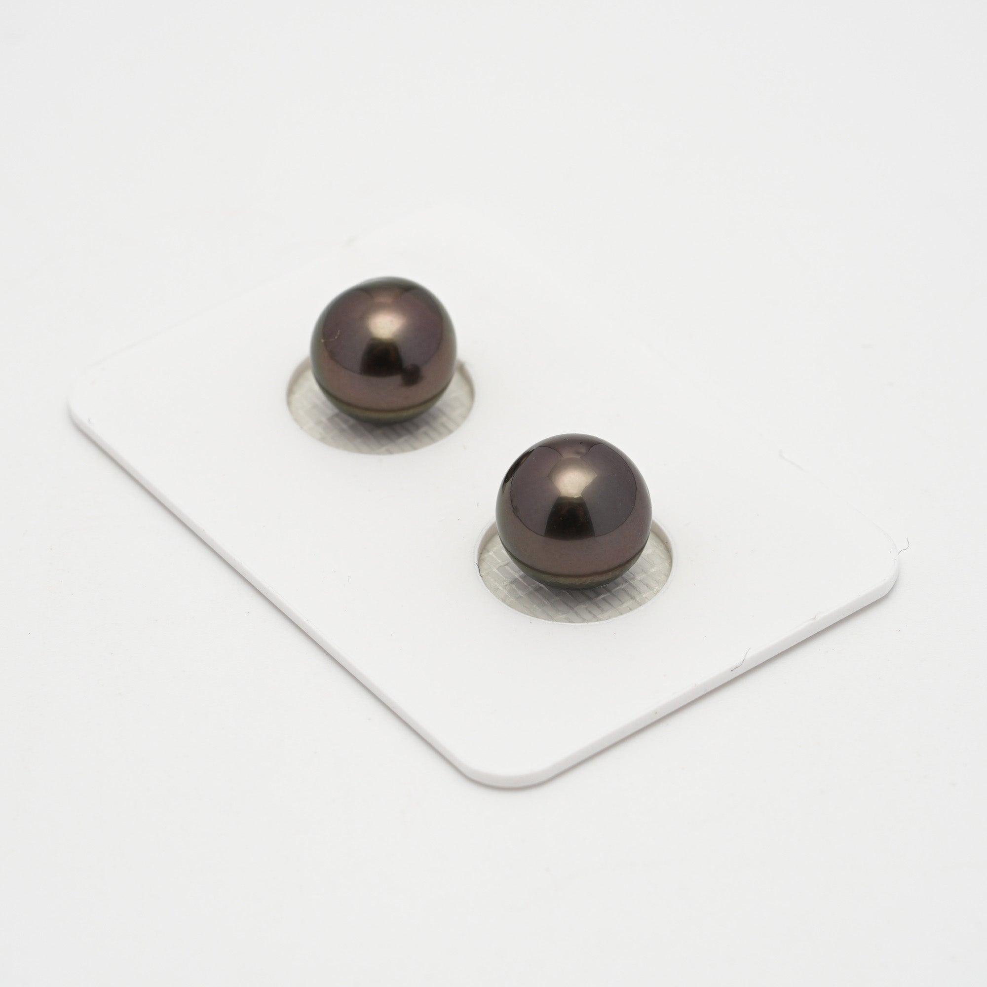 2pcs Brown 9.6-9.8mm - SR AAA Quality Tahitian Pearl Pair ER1590 OR10