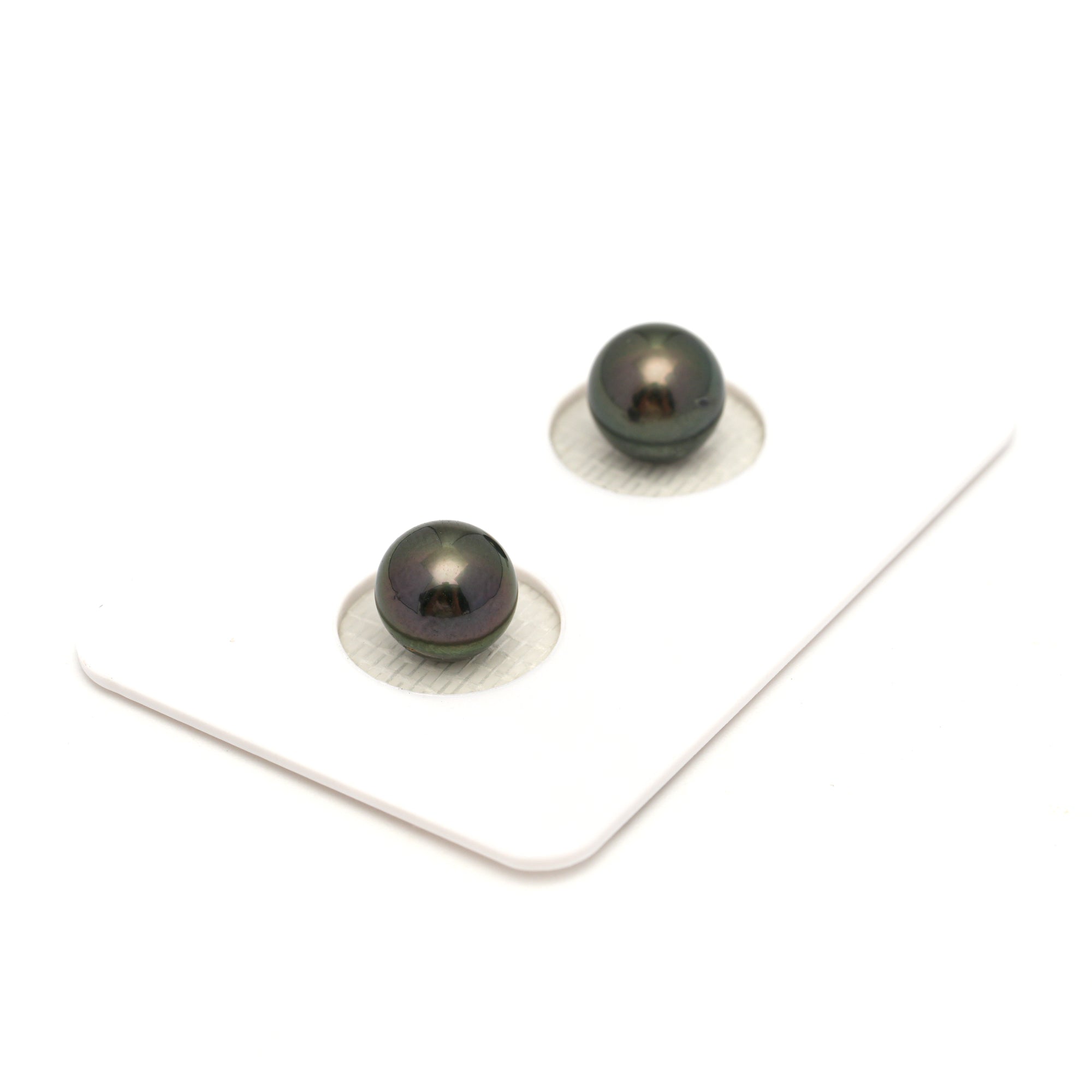 2pcs Dark Green 7.7-7.8mm - RSR AAA/AA Quality Tahitian Pearl Pair ER1778 NG19