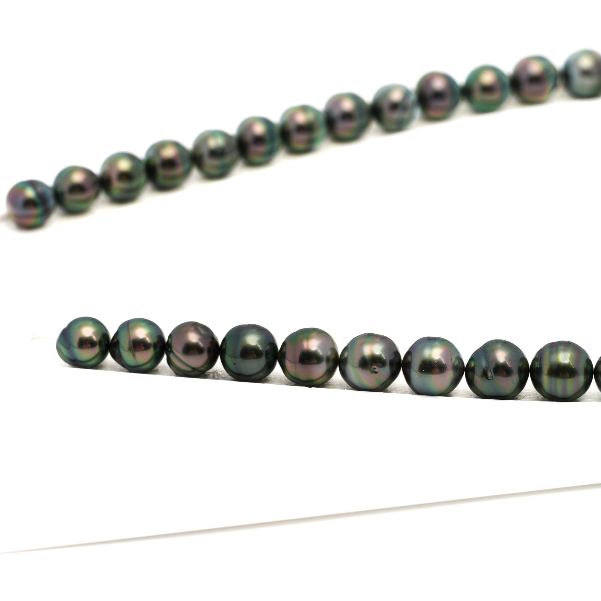 46pcs "High Luster" Green 8-10mm - CL/SB AAA Quality Tahitian Pearl Necklace NL1720 TH5