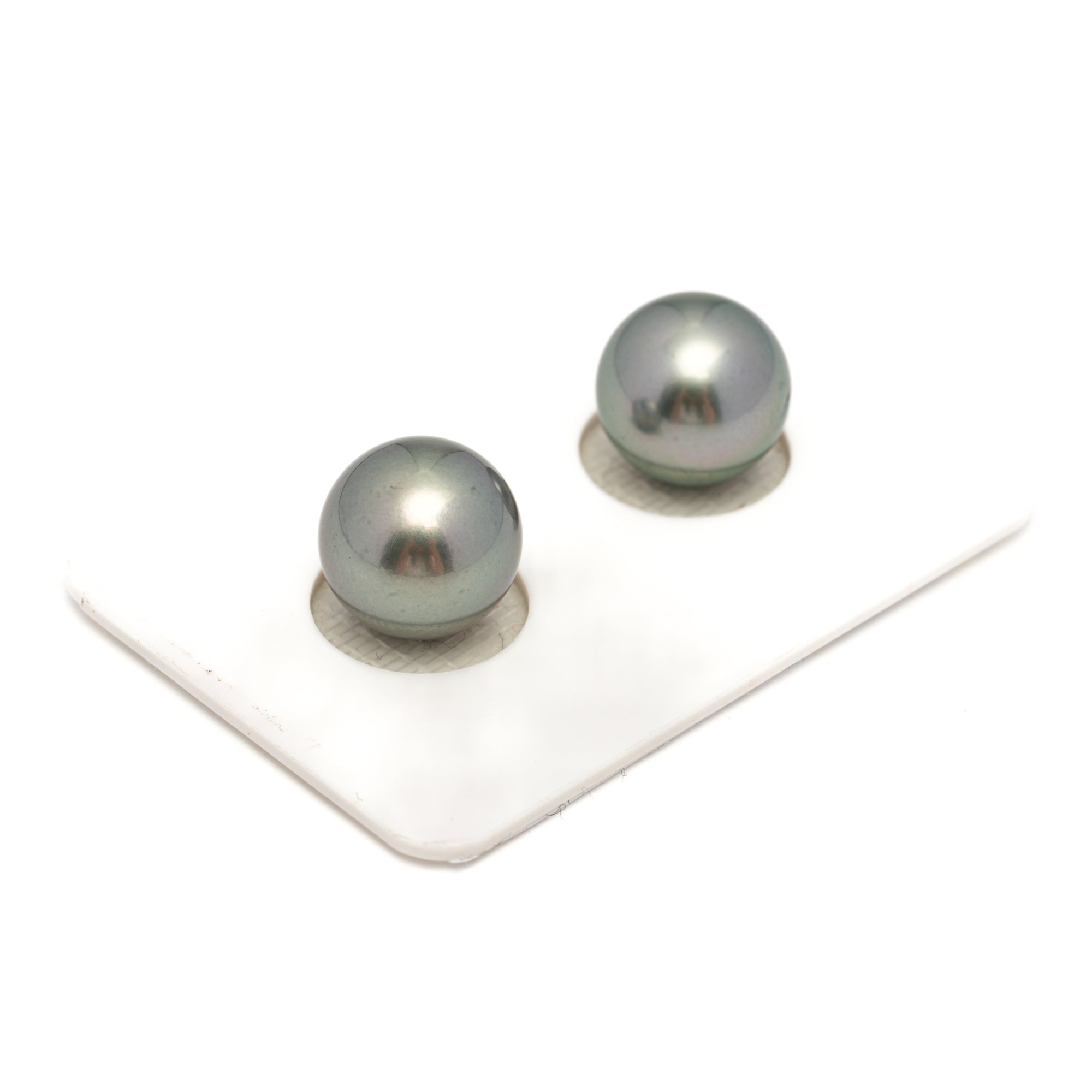 2pcs Light Green 11.3mm - RSR AAA/AA Quality Tahitian Pearl Pair ER1826 OR7