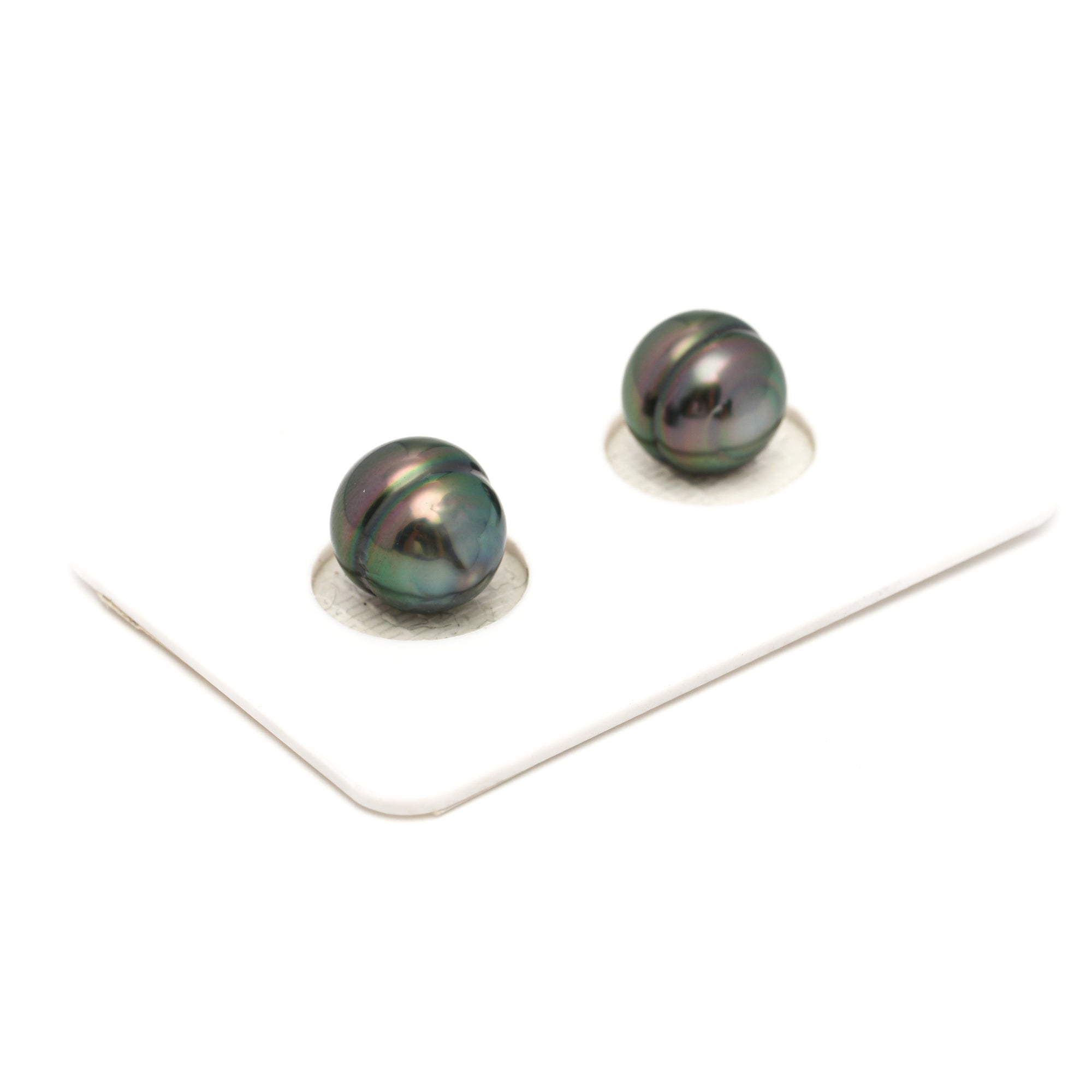 2pcs Green Cherry 9.4-9.6mm - CL AAA Quality Tahitian Pearl Pair ER1817 TH5