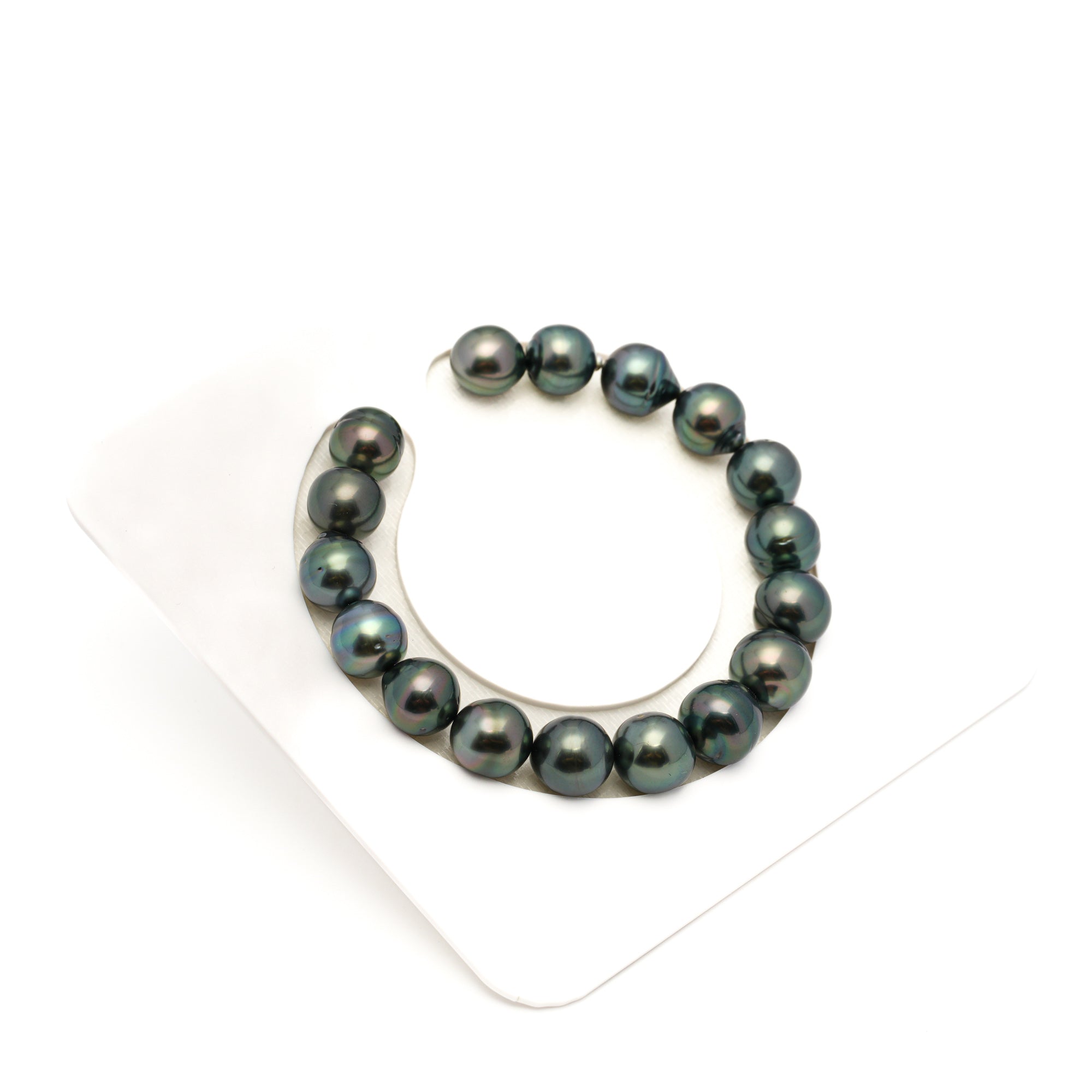 17pcs Dark Green 9-11mm - SB AAA/AA Quality Tahitian Pearl Bracelet BR2440 LP1