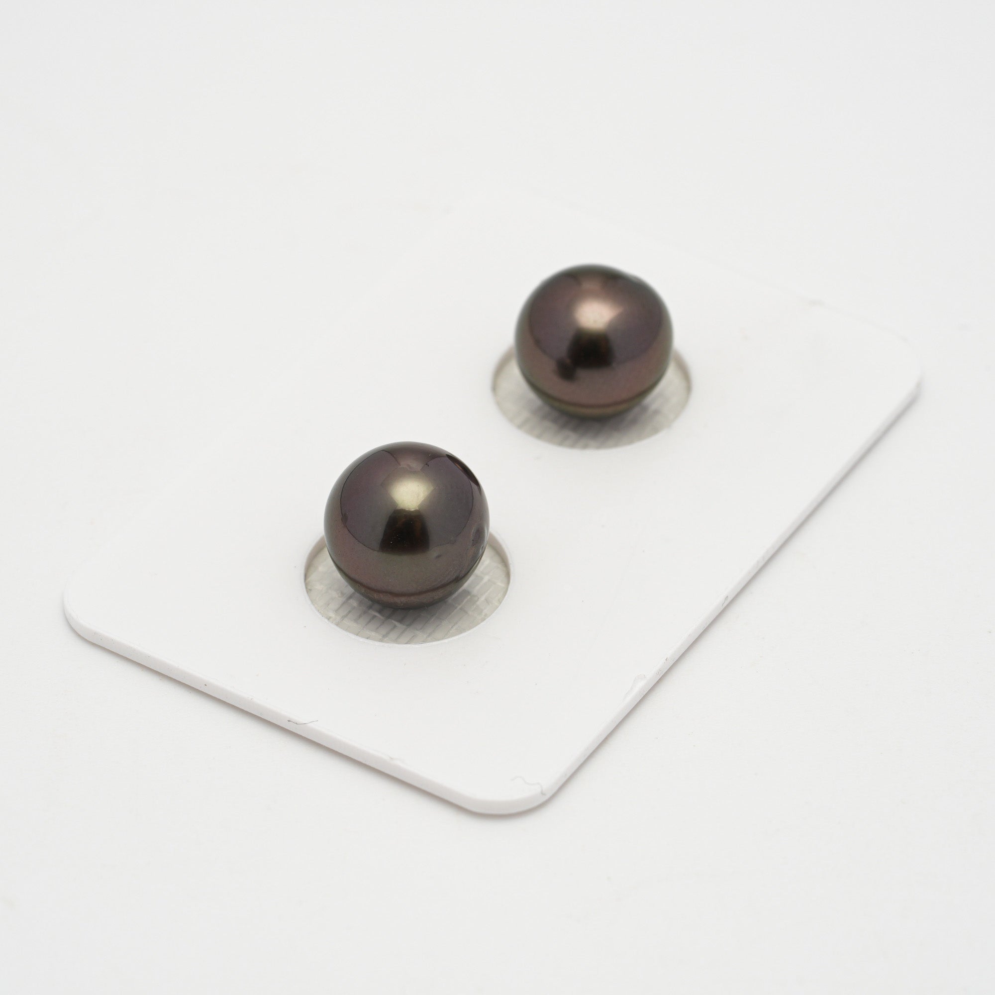 2pcs Brown 9.6-9.8mm - SR AAA Quality Tahitian Pearl Pair ER1590 OR10