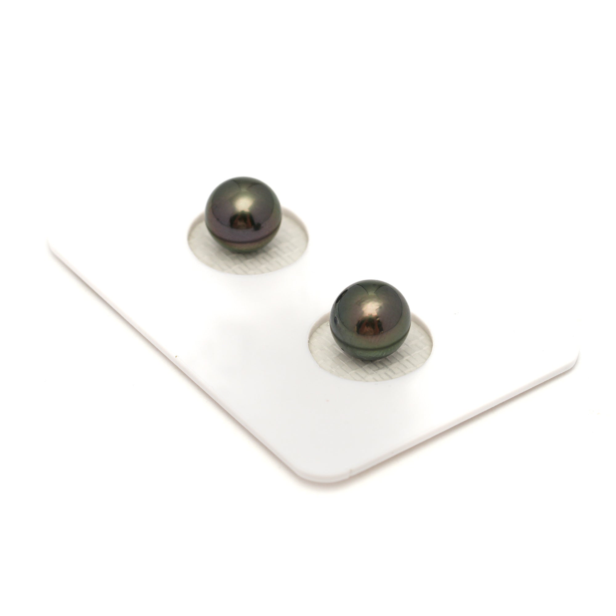 2pcs Dark Green 7.7-7.8mm - RSR AAA/AA Quality Tahitian Pearl Pair ER1778 NG19