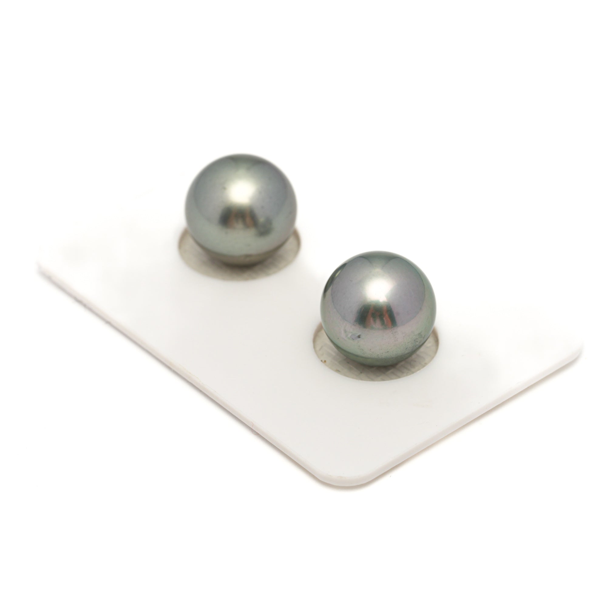 2pcs Light Green 11.3mm - RSR AAA/AA Quality Tahitian Pearl Pair ER1826 OR7