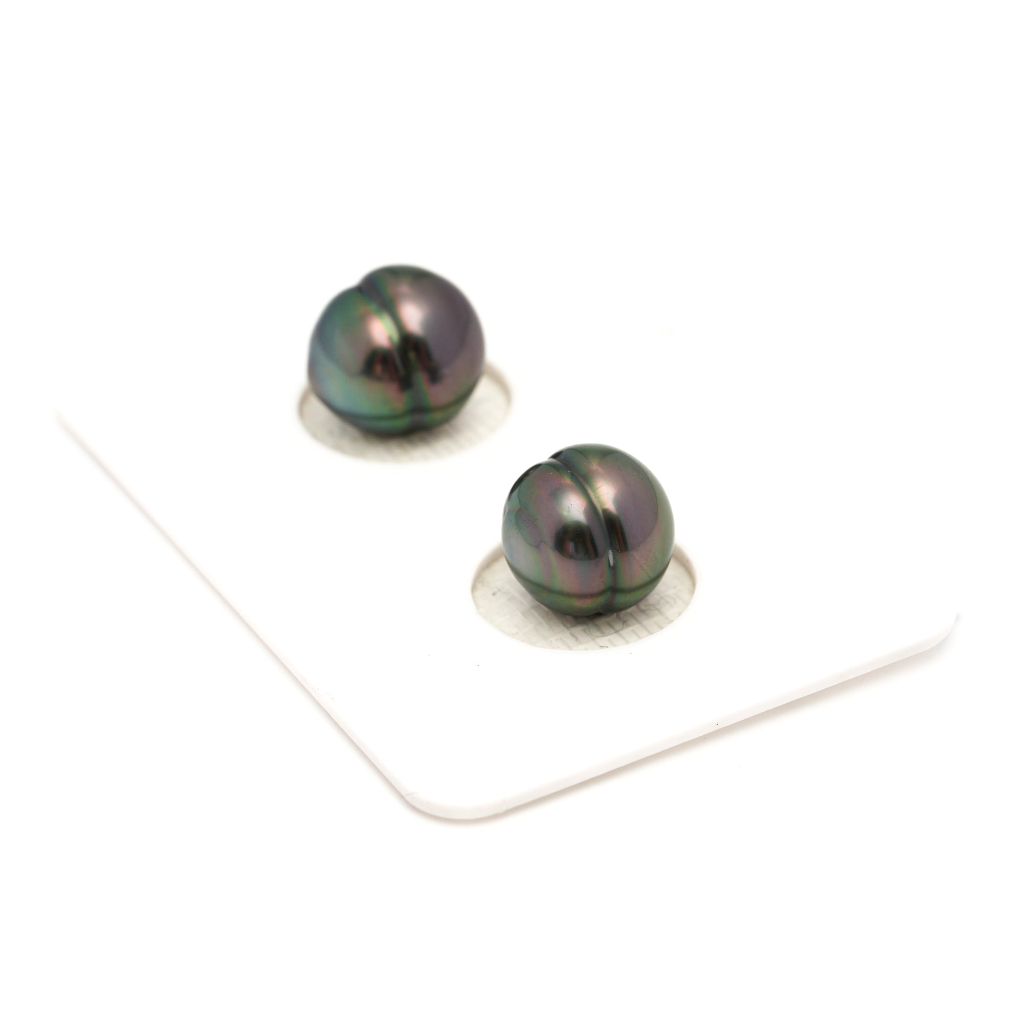 2pcs Green Cherry 9.4-9.6mm - CL AAA Quality Tahitian Pearl Pair ER1817 TH5