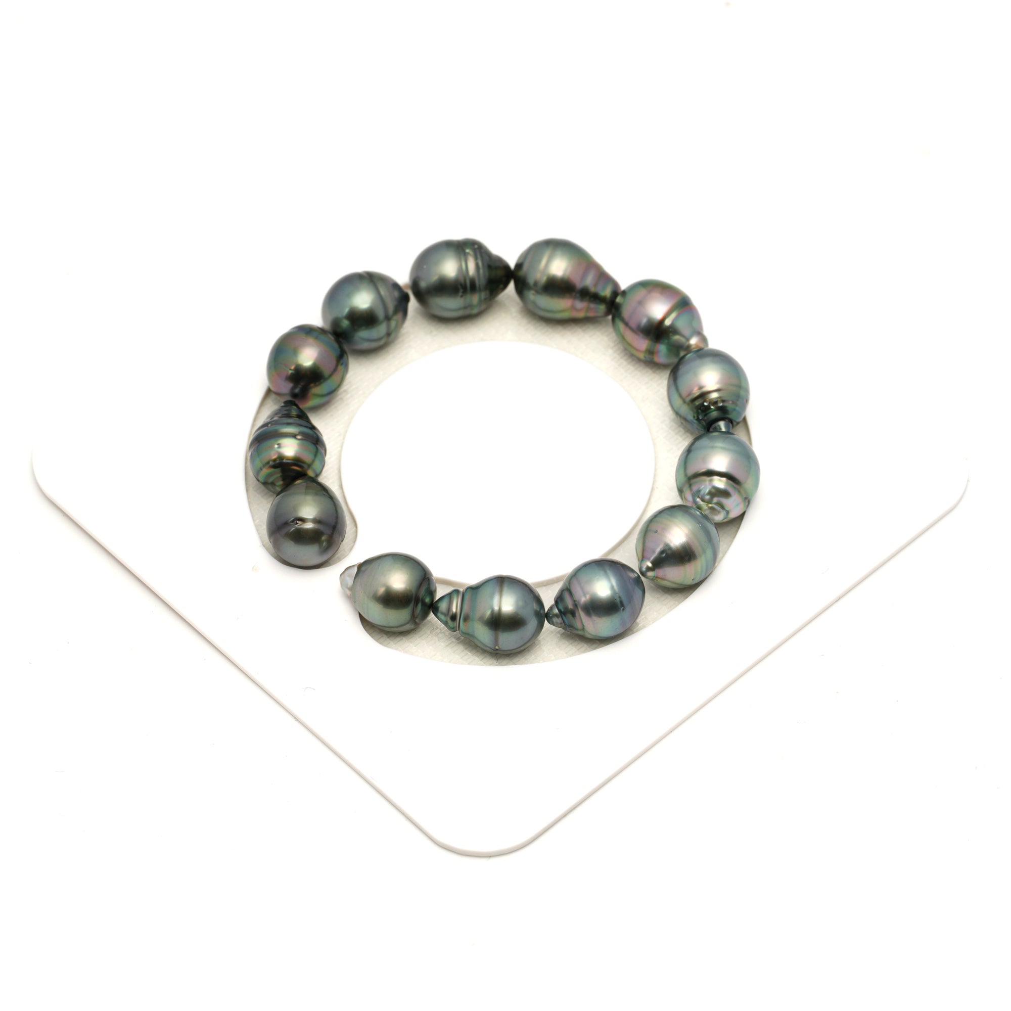 13pcs Green Mix 11mm - CL/SB AAA/AA Quality Tahitian Pearl Bracelet BR2458 LP1