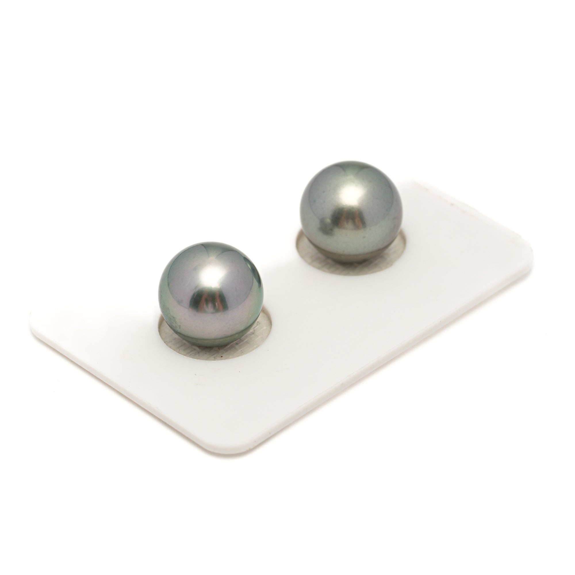 2pcs Light Green 11.3mm - RSR AAA/AA Quality Tahitian Pearl Pair ER1826 OR7