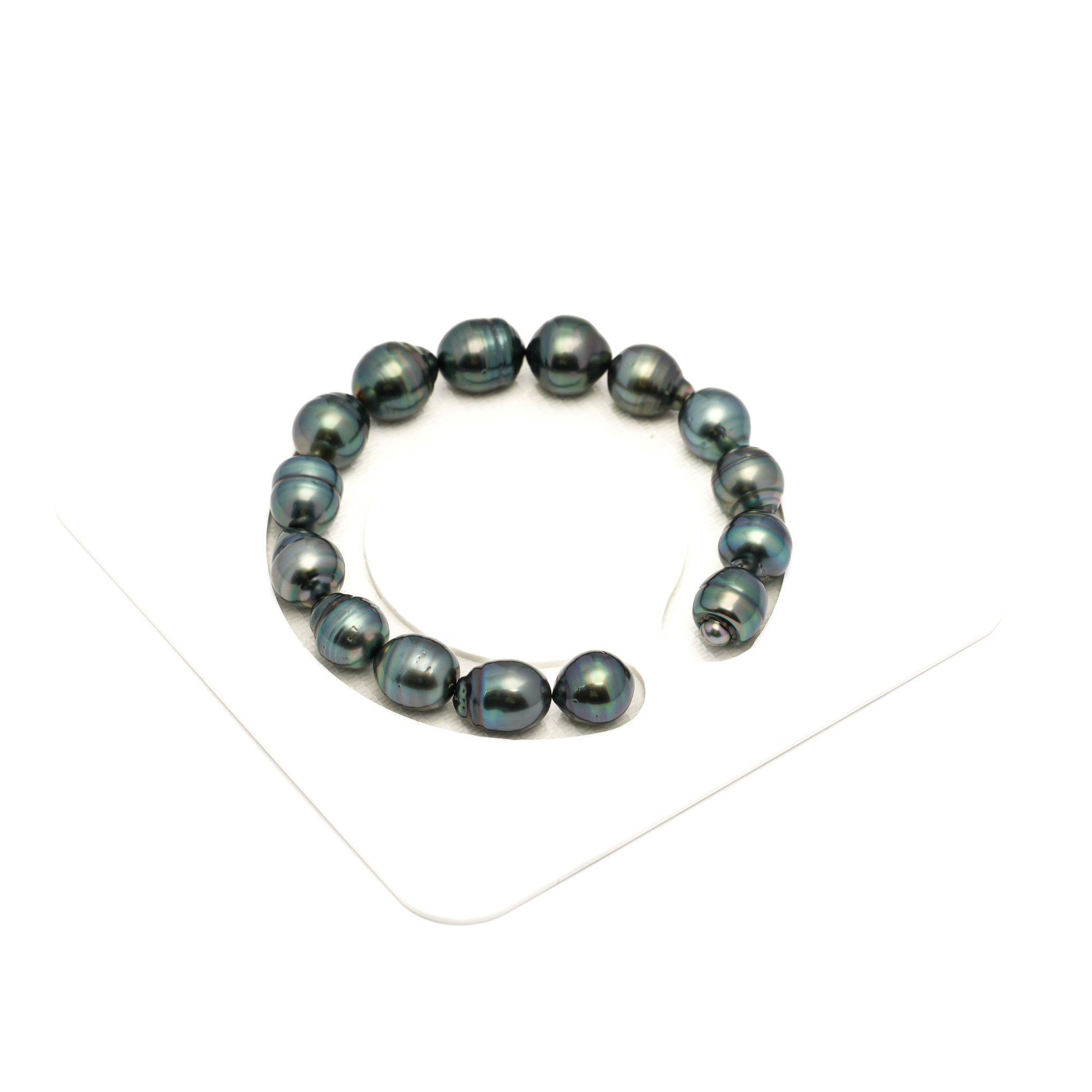 15pcs Green Mix 9-11mm - SB AAA/AA Quality Tahitian Pearl Bracelet BR2453 LP1