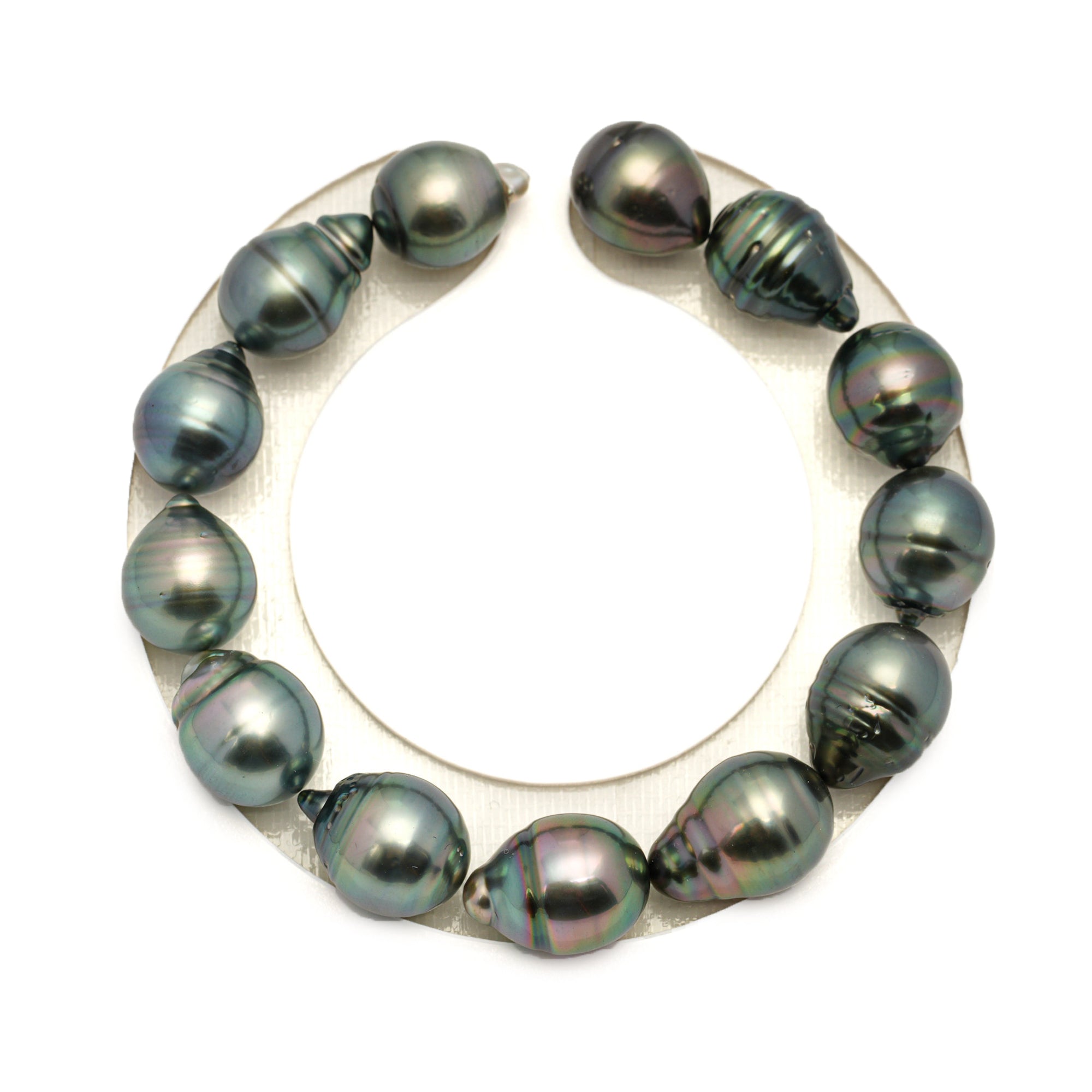 13pcs Green Mix 11mm - CL/SB AAA/AA Quality Tahitian Pearl Bracelet BR2458 LP1