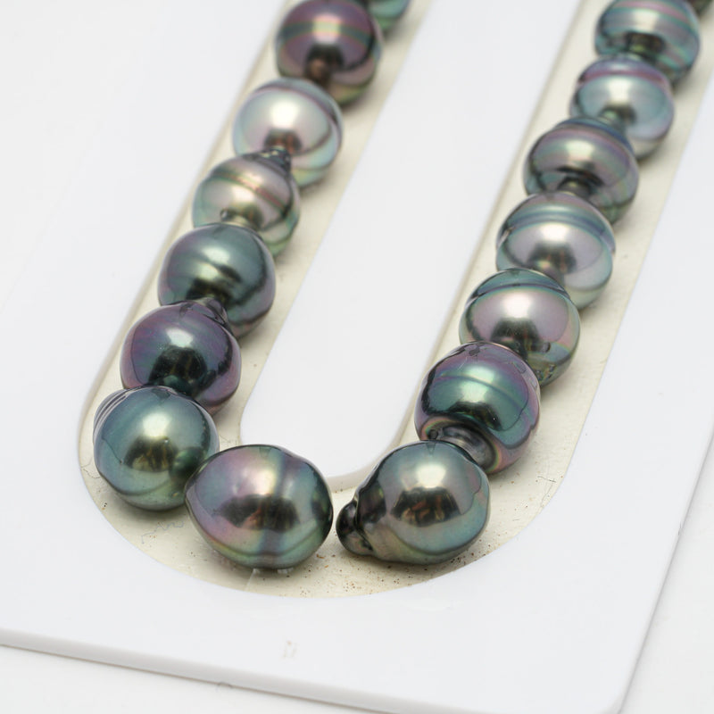 43pcs "High Luster" Green Mix 9mm - CL AAA/AA Quality Tahitian Pearl Necklace NL1415 OR7