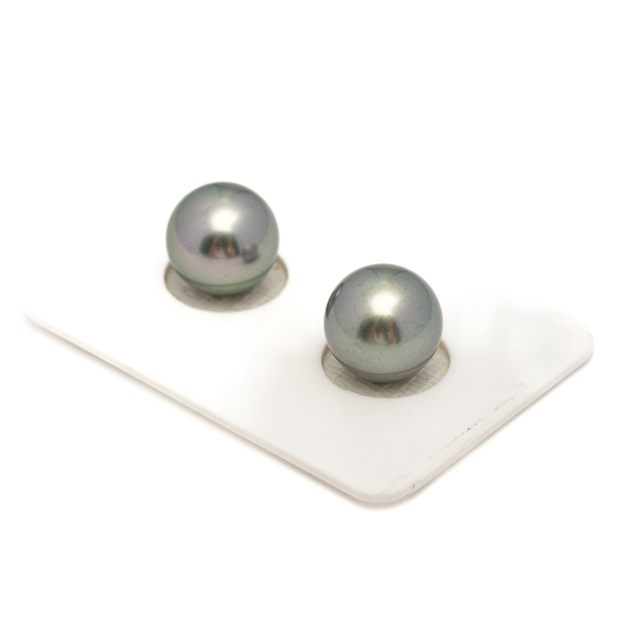 2pcs Light Green 11.3mm - RSR AAA/AA Quality Tahitian Pearl Pair ER1826 OR7