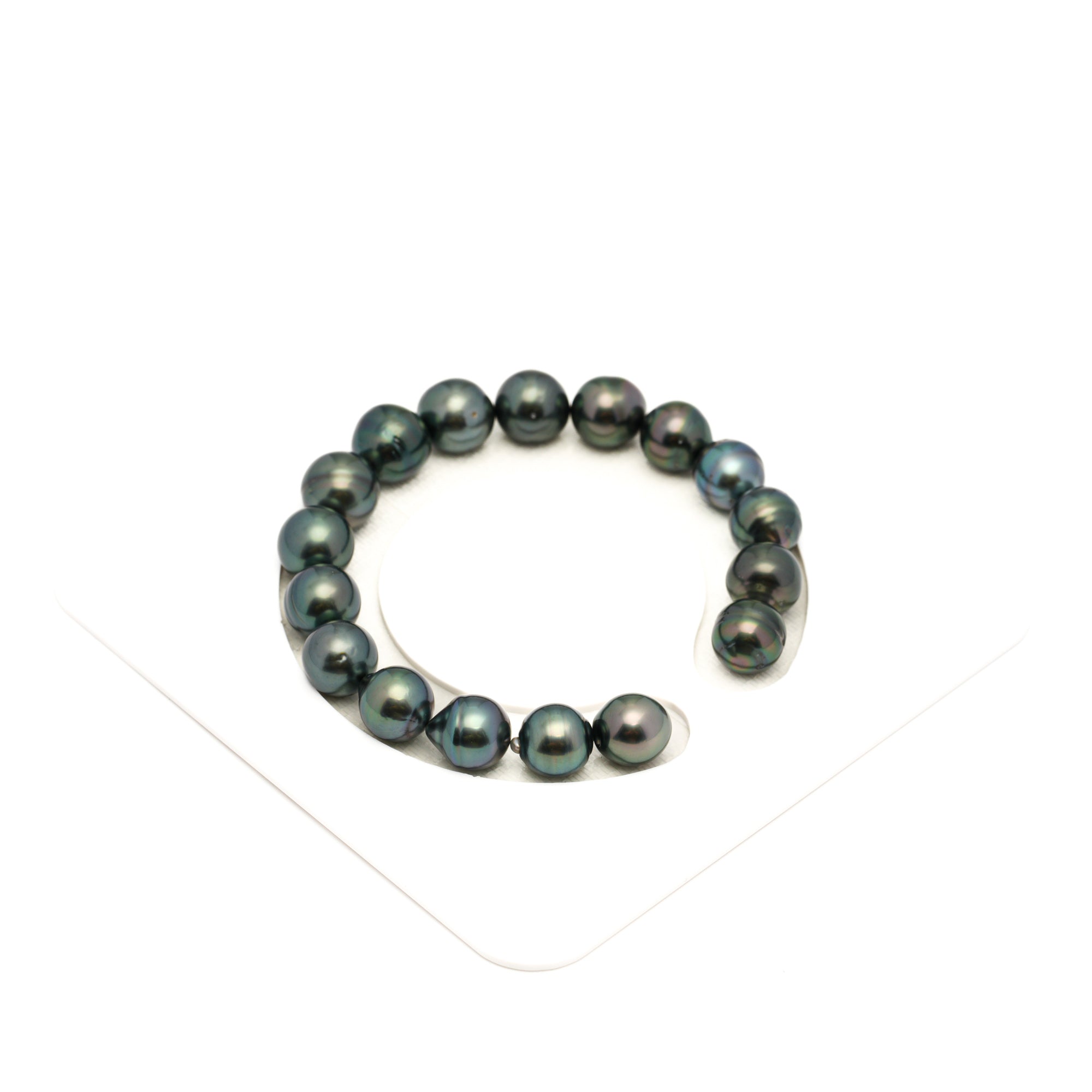 17pcs Dark Green 9-11mm - SB AAA/AA Quality Tahitian Pearl Bracelet BR2440 LP1