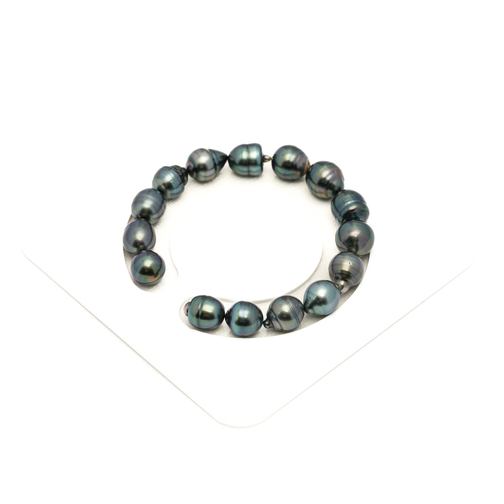 15pcs Green Mix 9-11mm - SB AAA/AA Quality Tahitian Pearl Bracelet BR2453 LP1