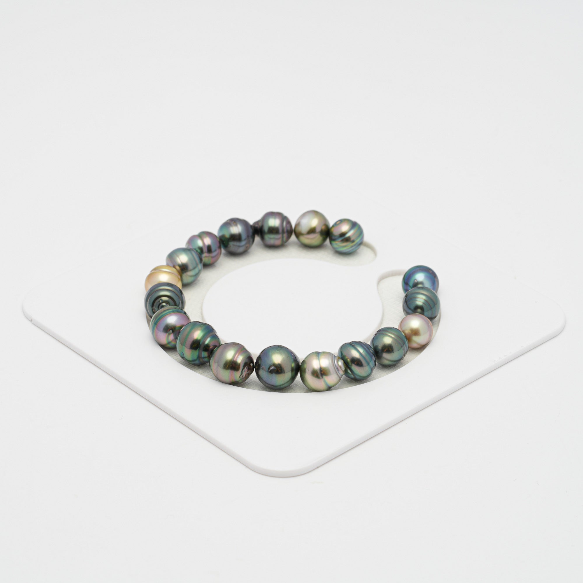 18pcs "High Luster" Multicolor 8-10mm - CL AAA/AA Quality Tahitian Pearl Bracelet BR2092 OR8