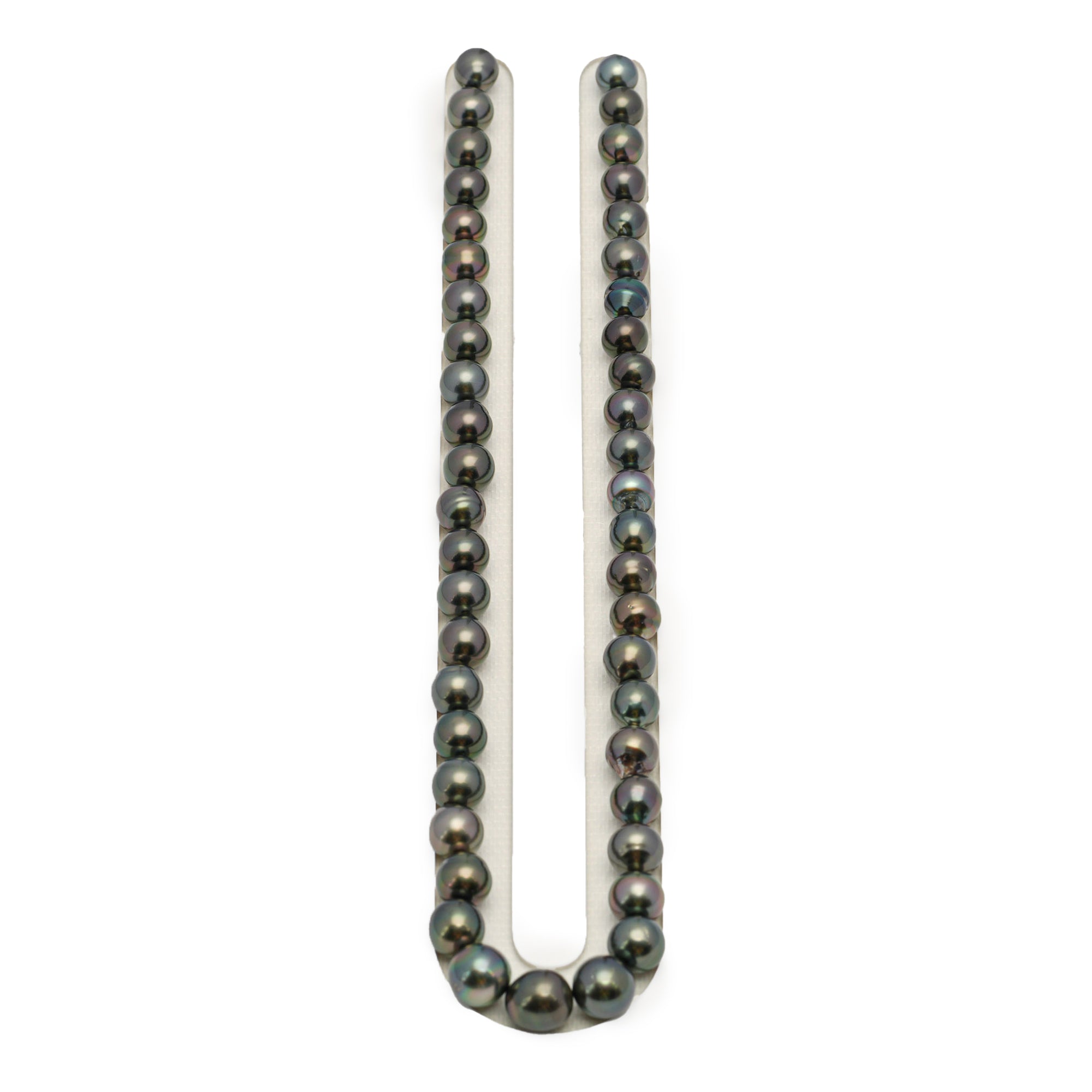 46pcs "High Luster" Dark Green 8-10mm - SB AAA/AA Quality Tahitian Pearl Necklace NL1639 HL3