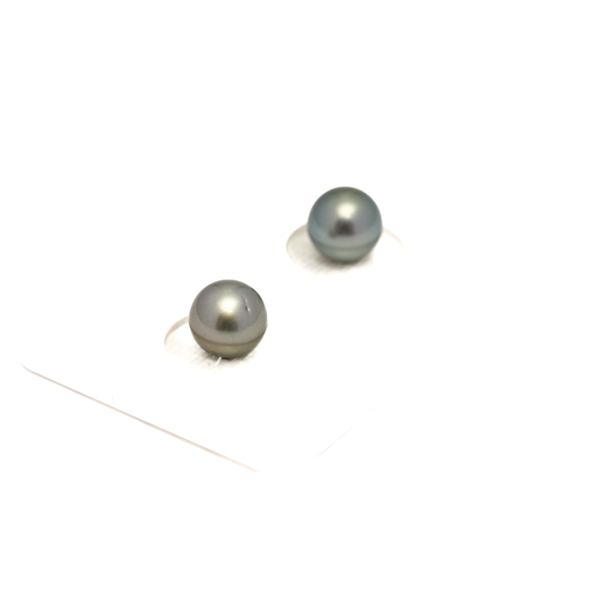 2pcs Olive Green 7.6-7.7mm - RSR AAA/AA Quality Tahitian Pearl Pair ER1797 NG19